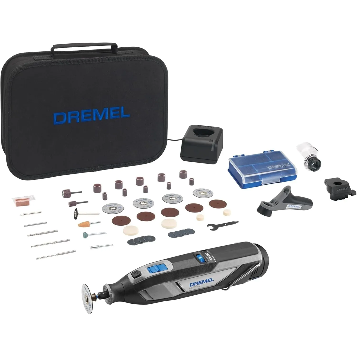 Dremel 8240 Akku-Rotationswerkzeug, 12V 2Ah Lithium-Ionen-Akku, Multifunktionswerkzeug Set mit 3 Auf-und Vorsätzen, 45 …