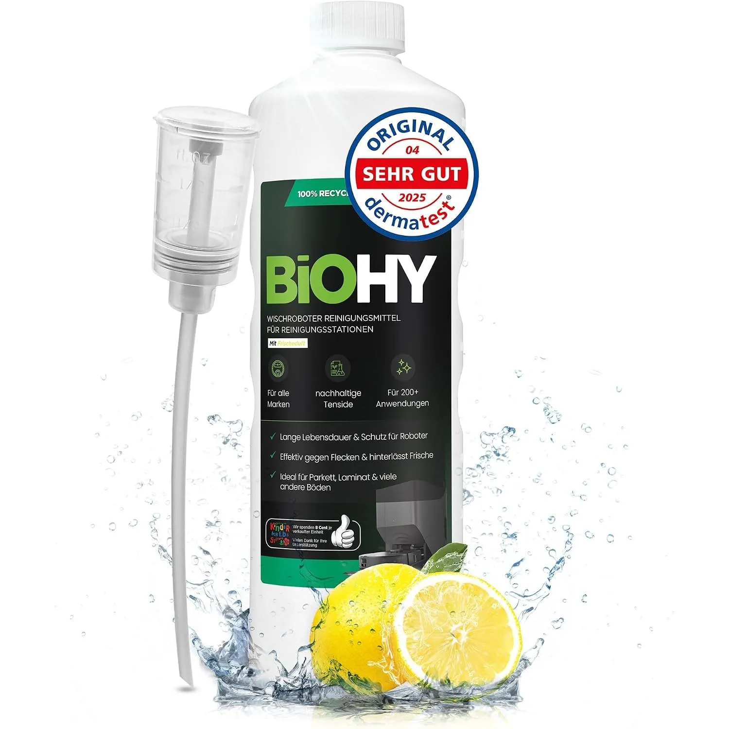 BiOHY Wischroboter Reiniger für Station mit Frischeduft (1L) + Dosierer | Bodenreiniger Wischroboter & Reinigungsmittel…