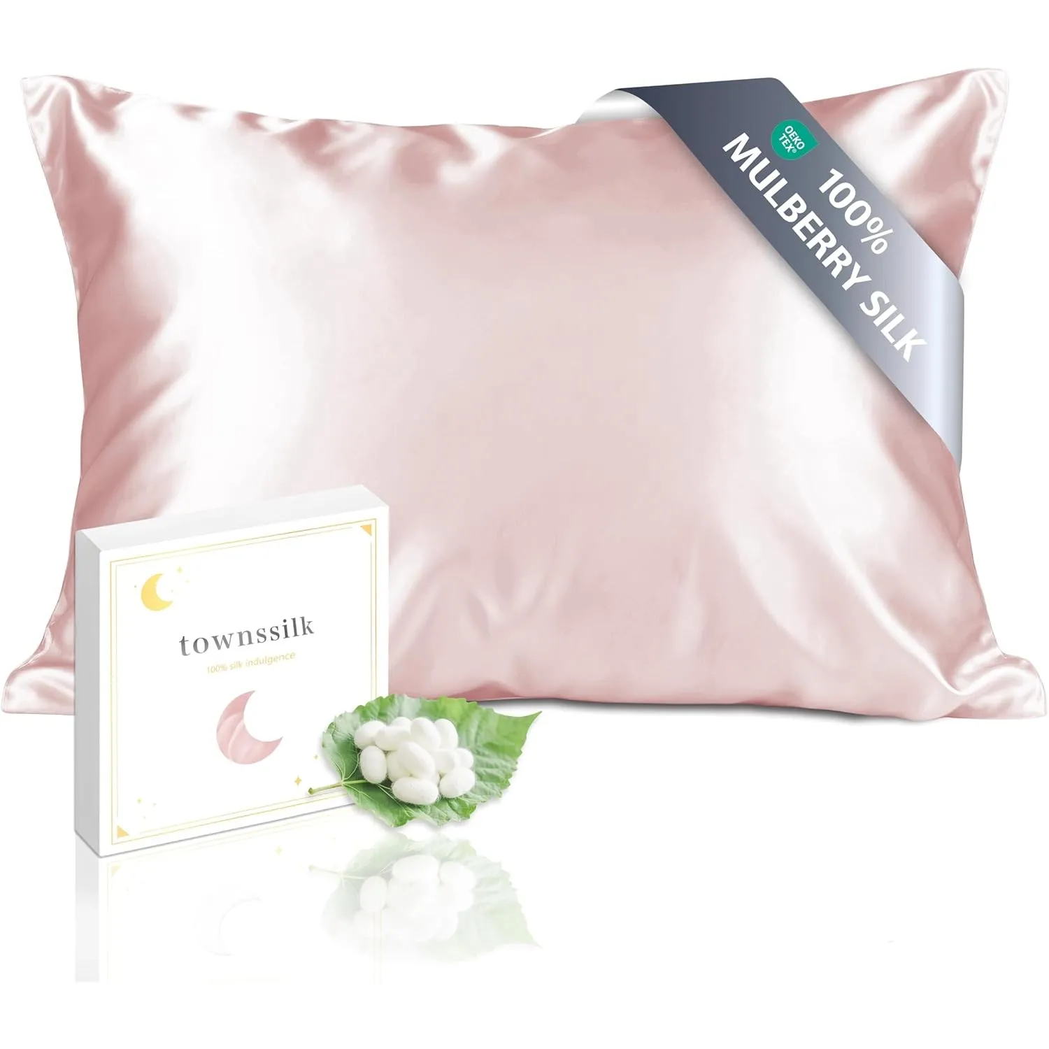 townssilk Beidseitig 100% 19mm Pure Maulbeerseide Kissenbezug für Haar und Haut Gesundheit, 1 Stück 40x60cm Größe Kisse…