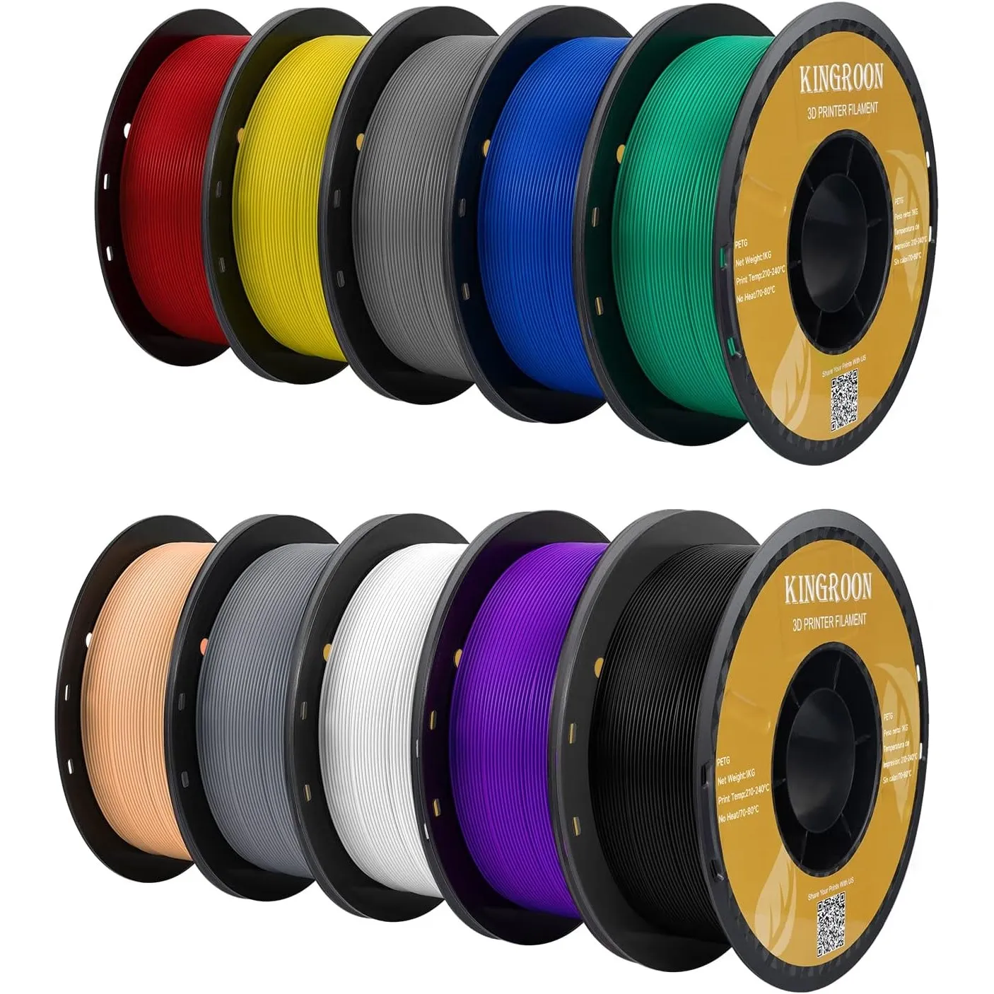 Kingroon PETG Filament 1.75mm, PLA 3D Drucker Filament Maßgenauigkeit +/- 0.03mm, 10KG Spule (22 LBS) PLA Filament für …