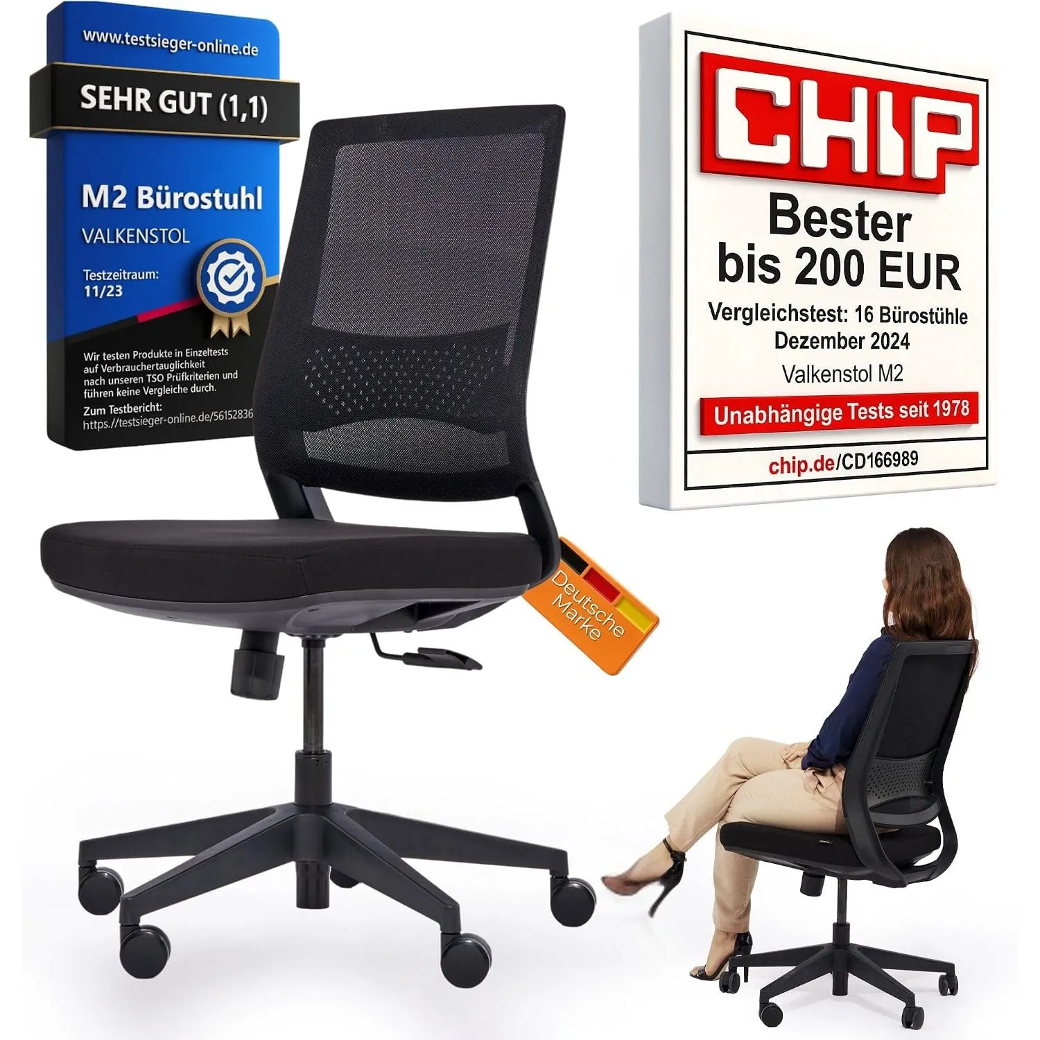 VALKENSTOL M2 Bürostuhl Ergonomisch TESTSIEGER - Büro & Home Office Chair