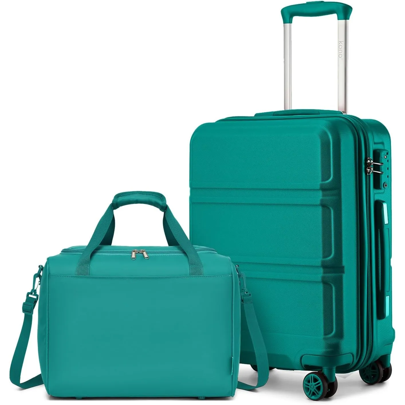 KONO Handgepäck Koffer 55cm Set 2 Teilig Mit Ryanair Reisetasche 40x30x20cm | Leichter Rollkoffer, Robuste ABS+PC Harts…