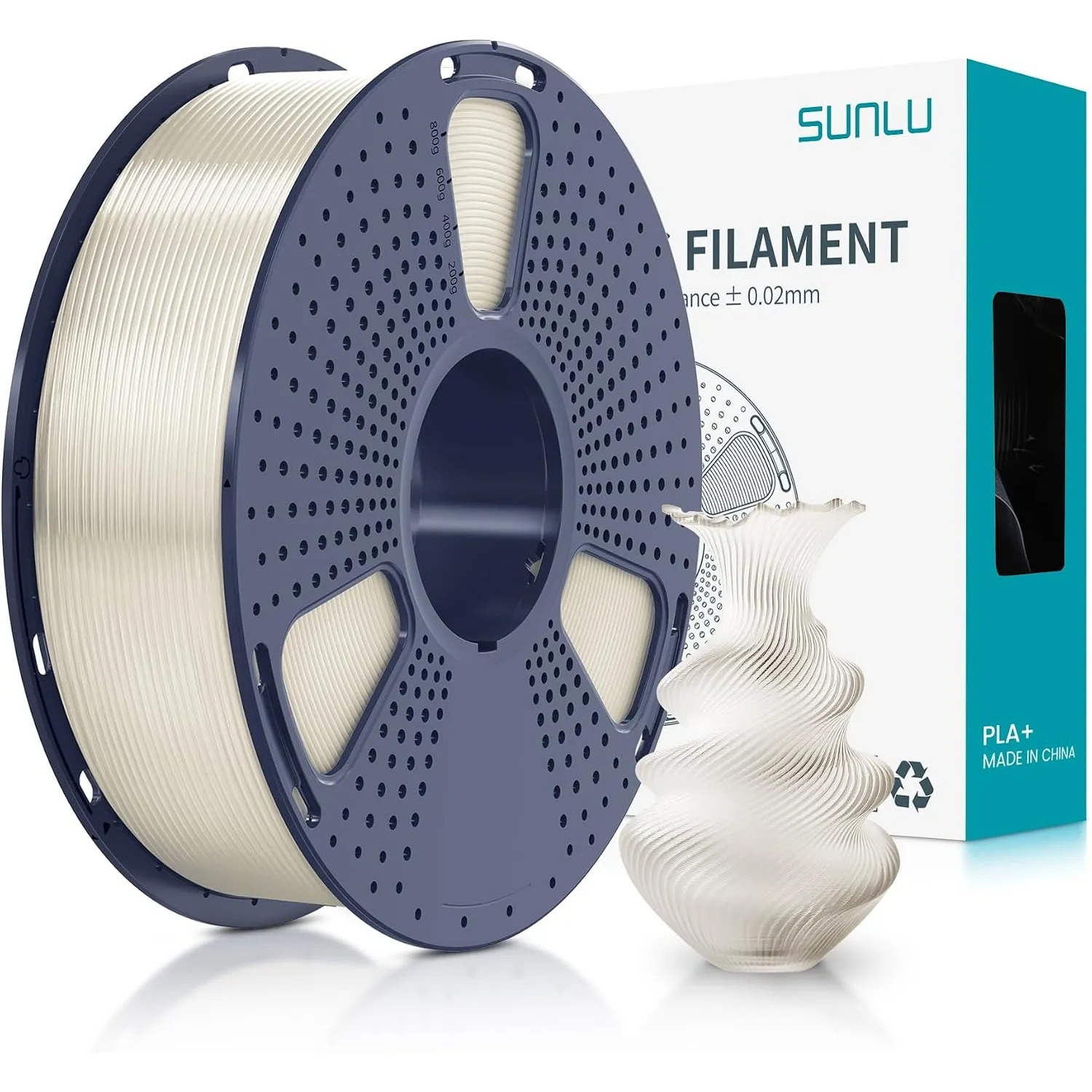 SUNLU PLA+ Filament 1.75mm, PLA Plus 3D Drucker Filament, 1KG Transparent