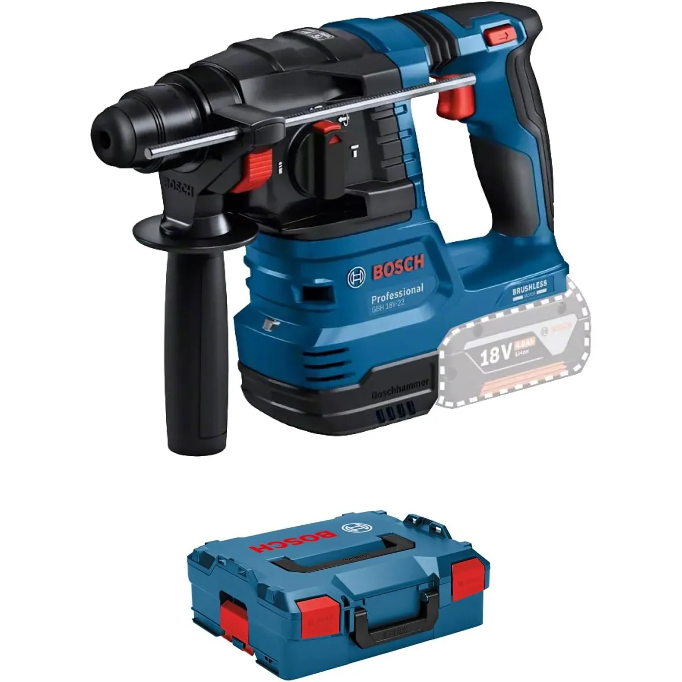BOSCH Professional 18V System martillo perforador a batería GBH 18V-22 (con SDS plus, ideal p. orificios 6-10 mm, KickB…