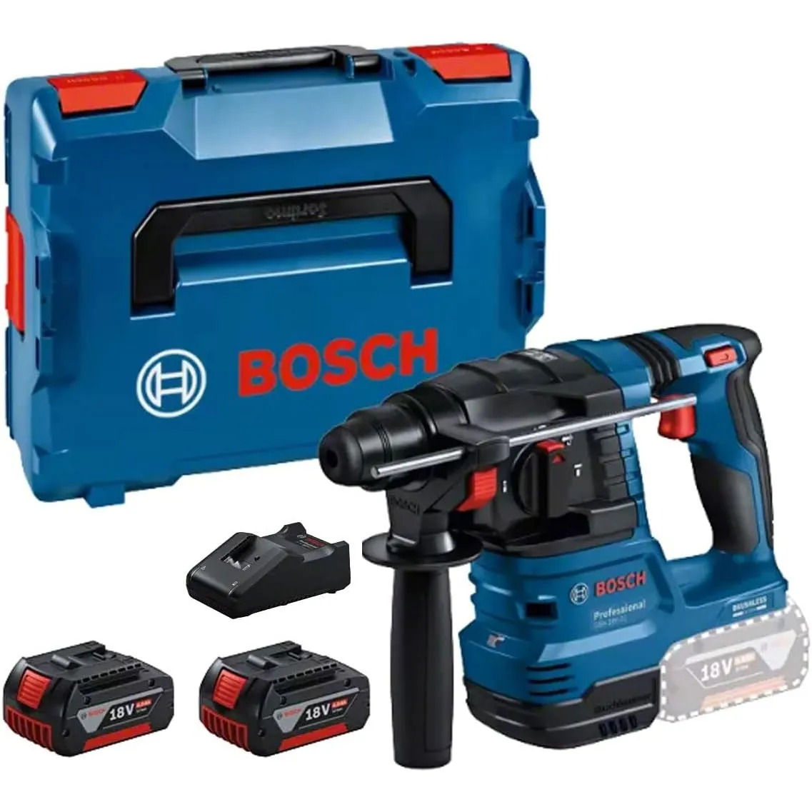 Bosch Professional 18V System Akku Bohrhammer GBH 18V-22 (mit SDS plus, inkl. 2x 4.0Ah Akku, Schnellladegerät GAL 18V-4…