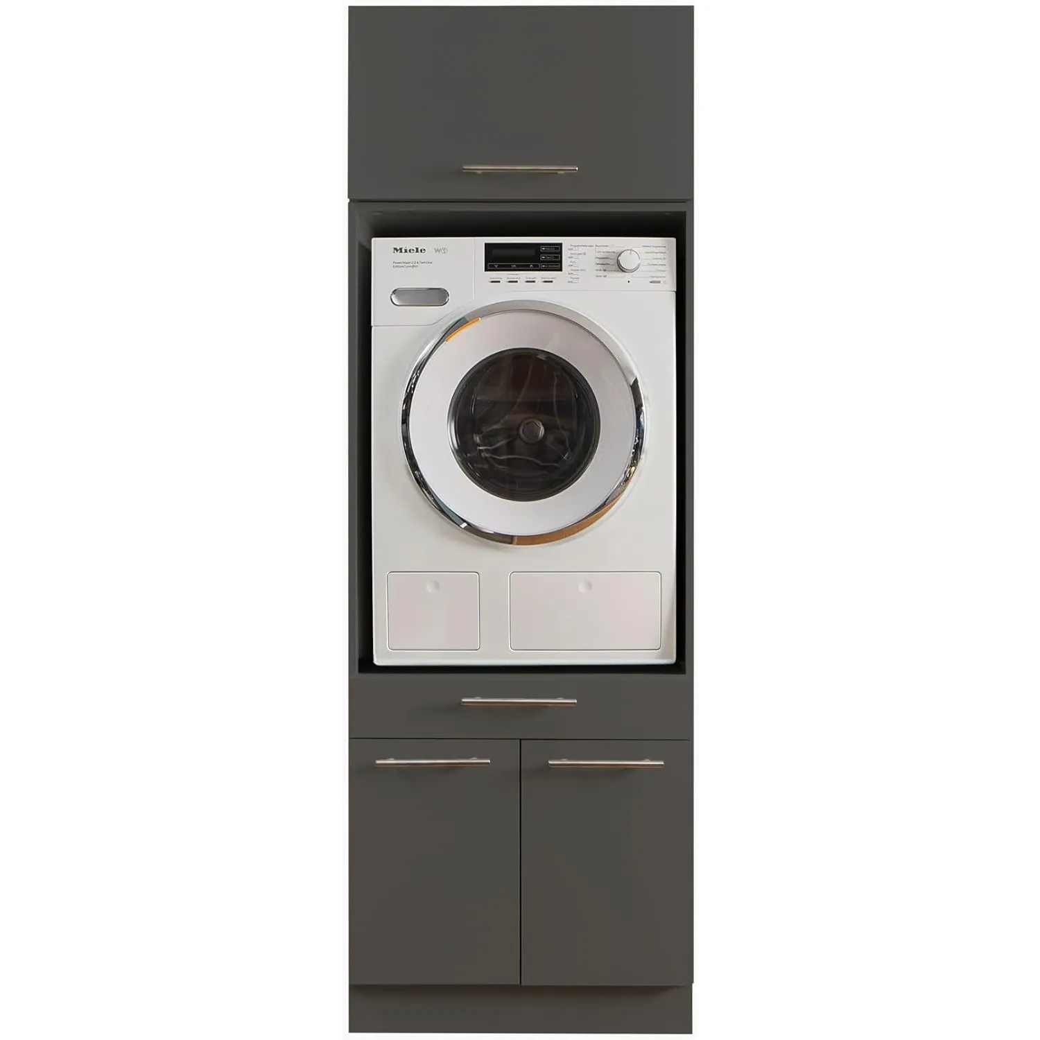 LAUNDREEZY Waschmaschinenschrank mit Schrankaufsatz, Anthrazit - Waschmaschinen-Überbauschrank TÜV-zertifiziert mit vie…