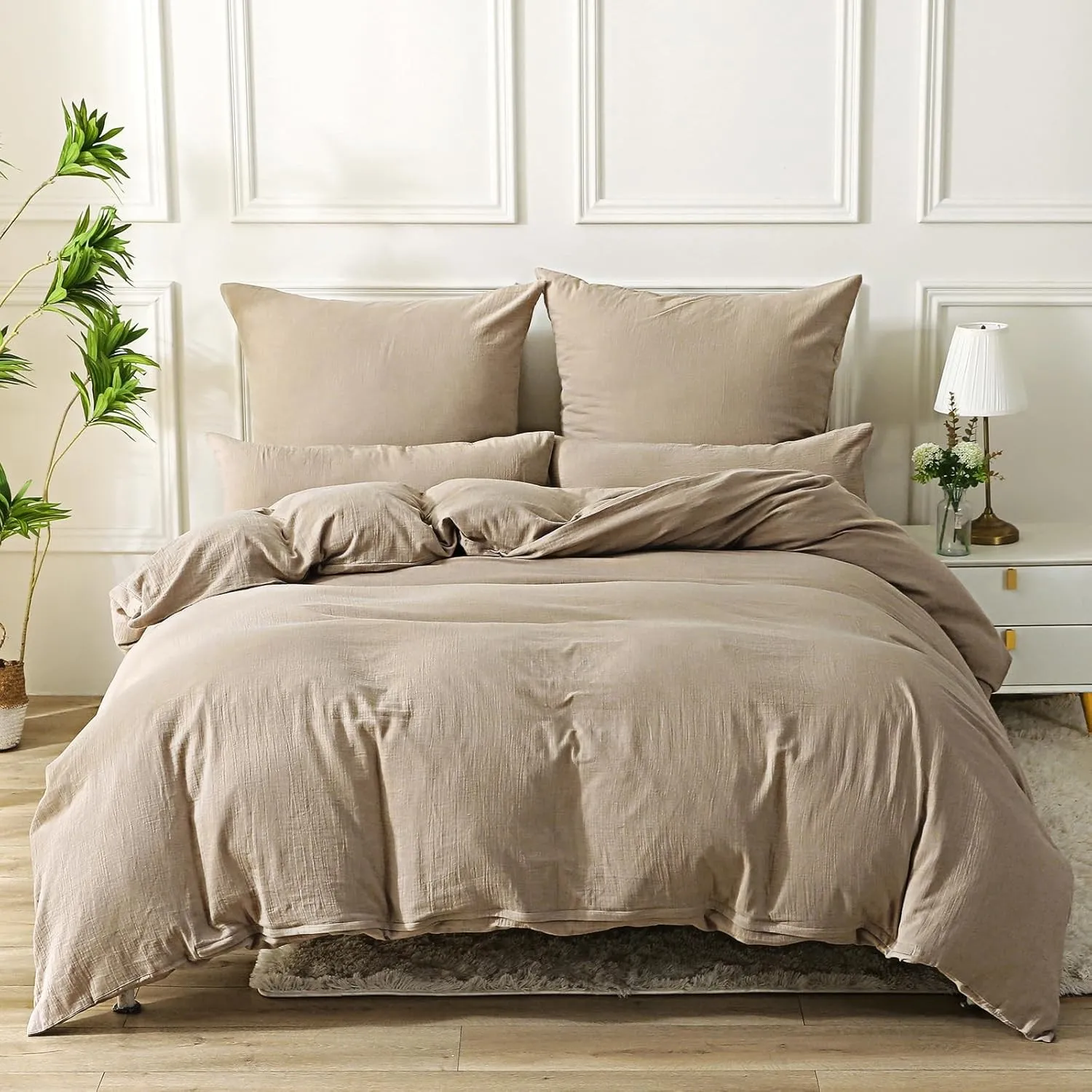 SOULFUL Musselin Bettwäsche 200x200 Baumwolle, ÖKO-TEX, Kaffeebeige | 100% Baumwolle, Reißverschluss, maschinenwaschbar…
