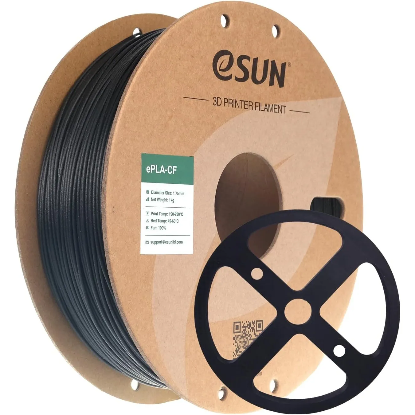 eSUN Kohlefaser Gefüllt PLA-CF Filament 1.75mm, Schwarz, 1KG