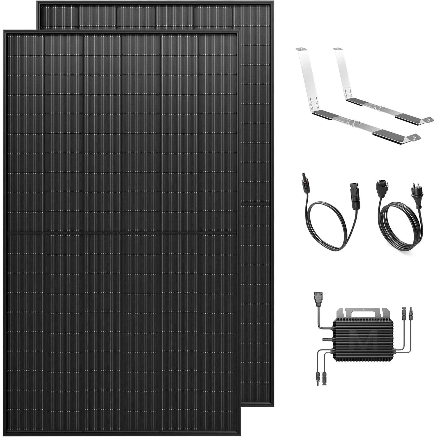Solakon® 1000W Balkonkraftwerk mit Halterung (Flachdach) - Balkonkraftwerk 800W komplett Steckdose - 800 Watt Wechselri…