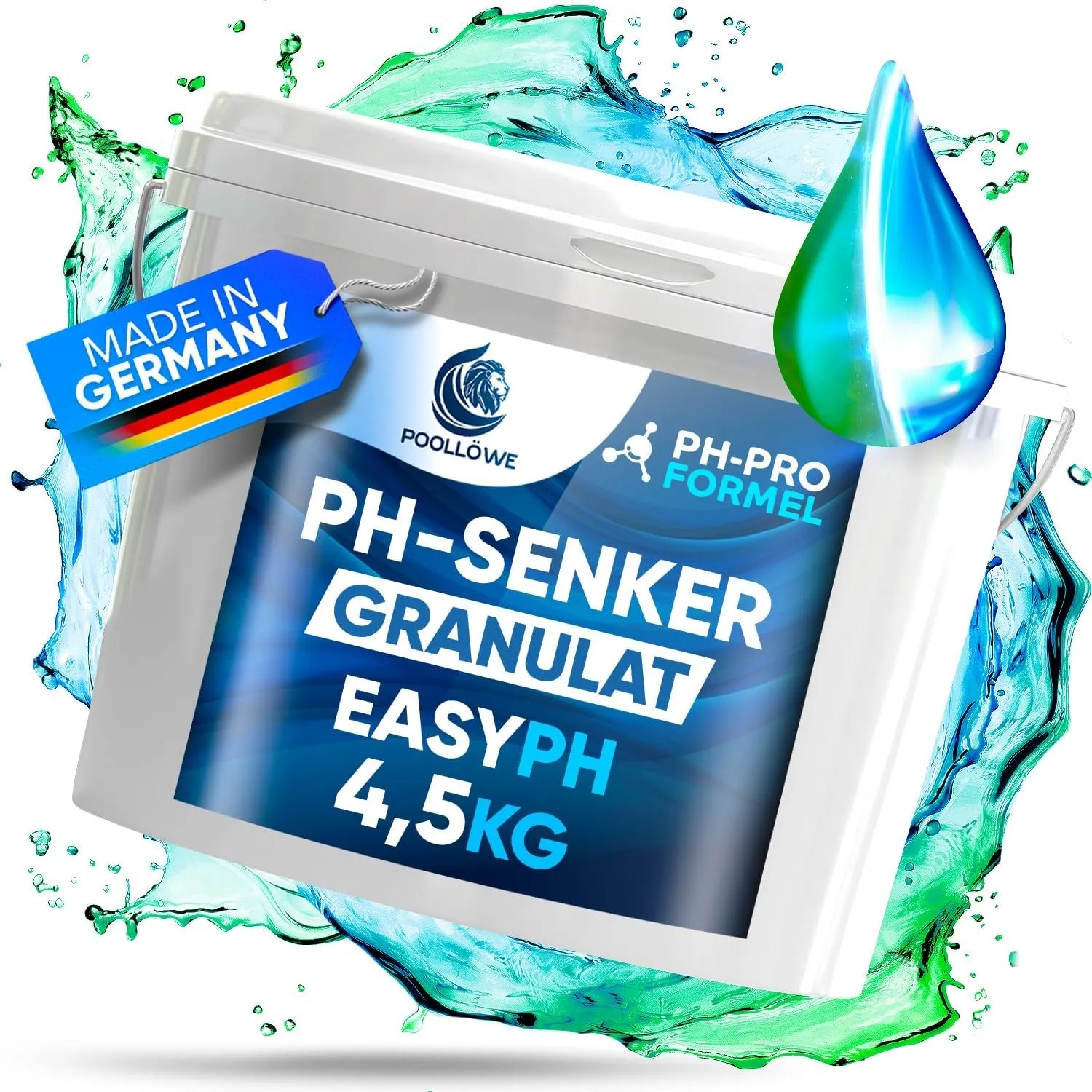 PoolLöwe® pH Minus Granulat mit [ph-Pro Formel] 4,5kg I pH Senker Pool extra Sicher & Effizient dank pH-Wert Stabilisat…