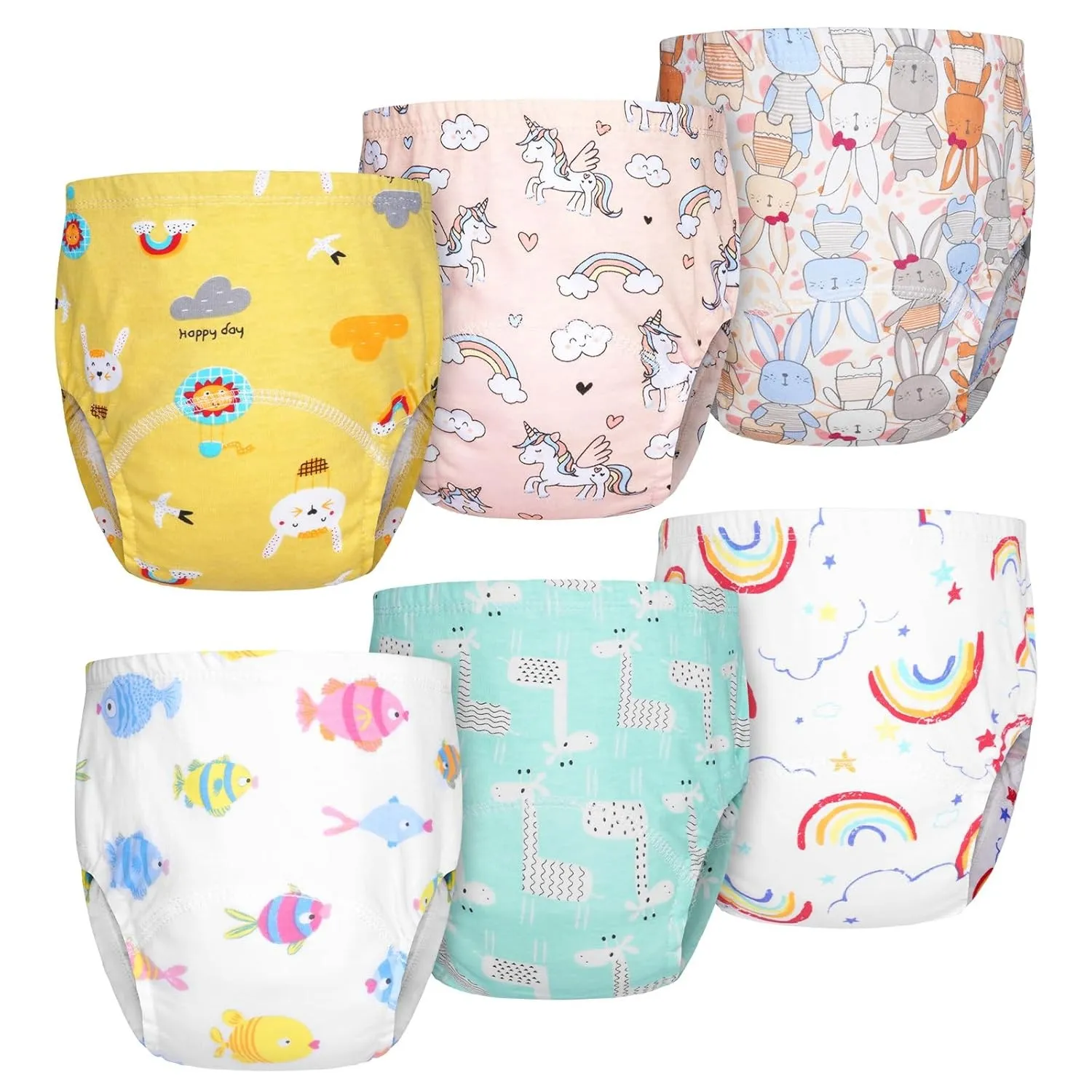 Aolso Töpfchen-Trainingshosen, 6 Stück Baby-Kleinkind-Trainingshosen, Kinder Töpfchen Trainingshose für Mädchen Jungen,…