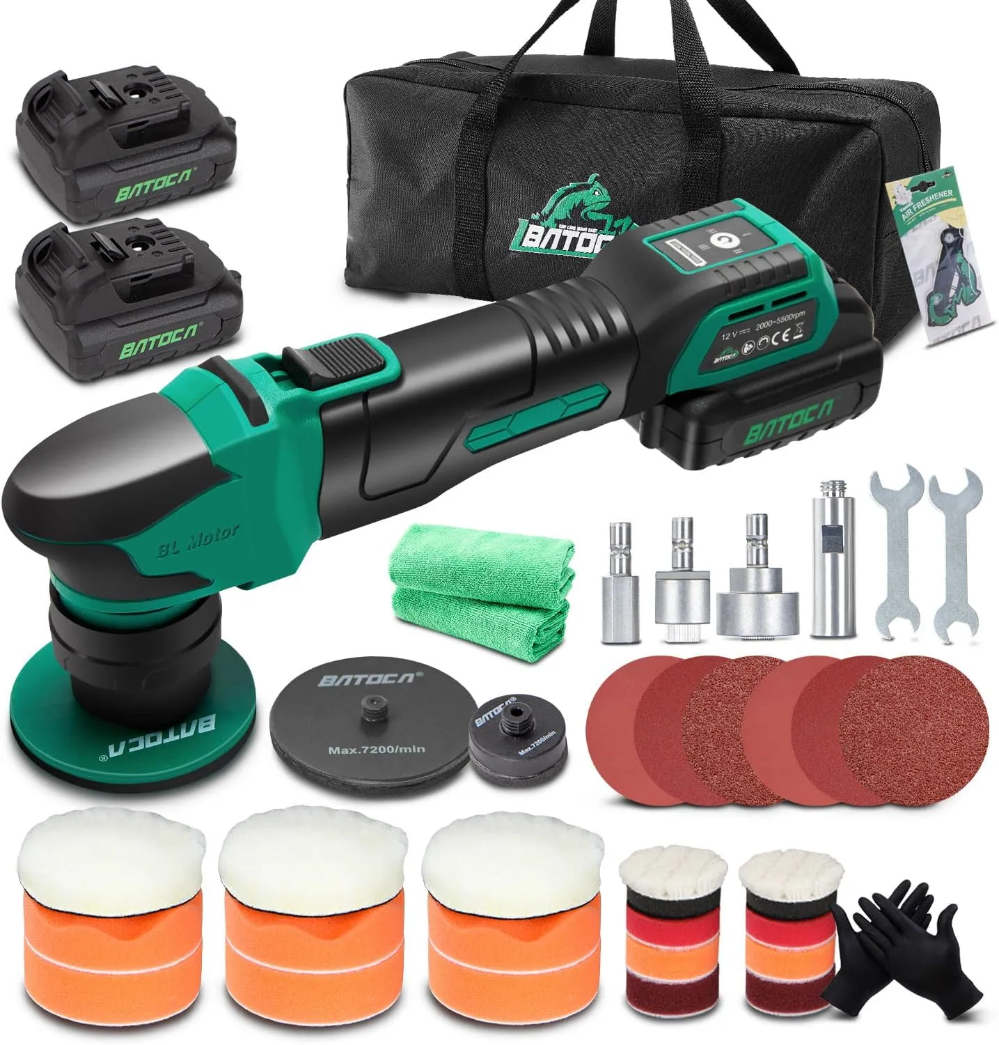 BATOCA S4 Profi Akku Poliermaschine,Rotierende&Orbitale,25mm/75mm Rückenplatte,Bürstenloser Motor,Mini Polier Kit,12V A…