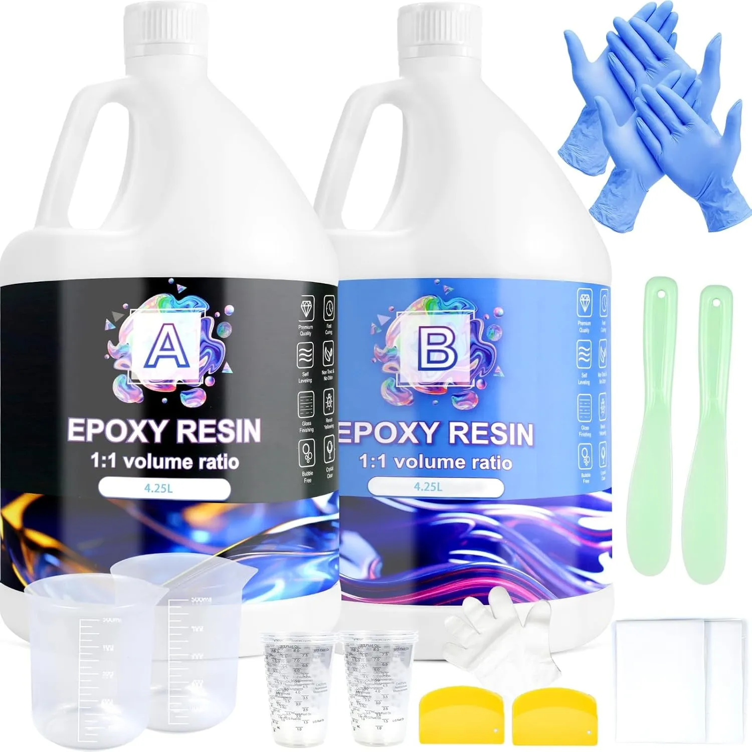 Epoxidharz Set -8.5L Epoxidharz&Härter für Anfänger,Epoxy Gießharz for DIY,Art&Craft,Schimmelguss,Tischbeschichtung,Hol…