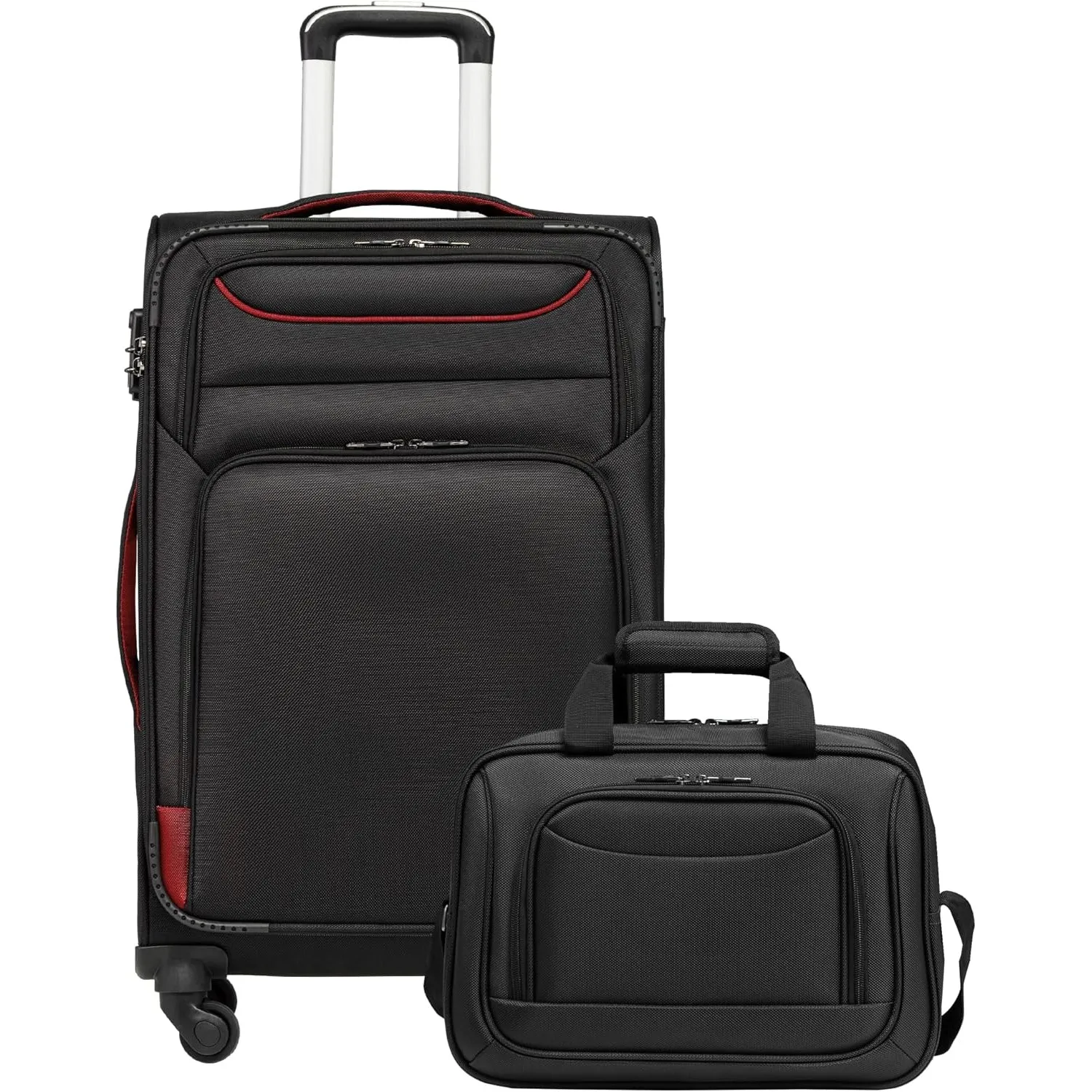COOLIFE Mittelgroßer Trolley Stoffkoffer 66cm und 1 Große Umhängetasche | Stoffkoffer Trolley TSA Schloss & 4 Spinner-R…