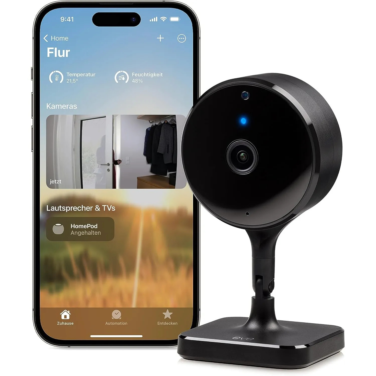 Eve Cam - Smarte Innenkamera, 1080p-Auflösung, WLAN, 100 Prozent Privatsphäre, HomeKit Secure Video, Mitteilung auf iPh…
