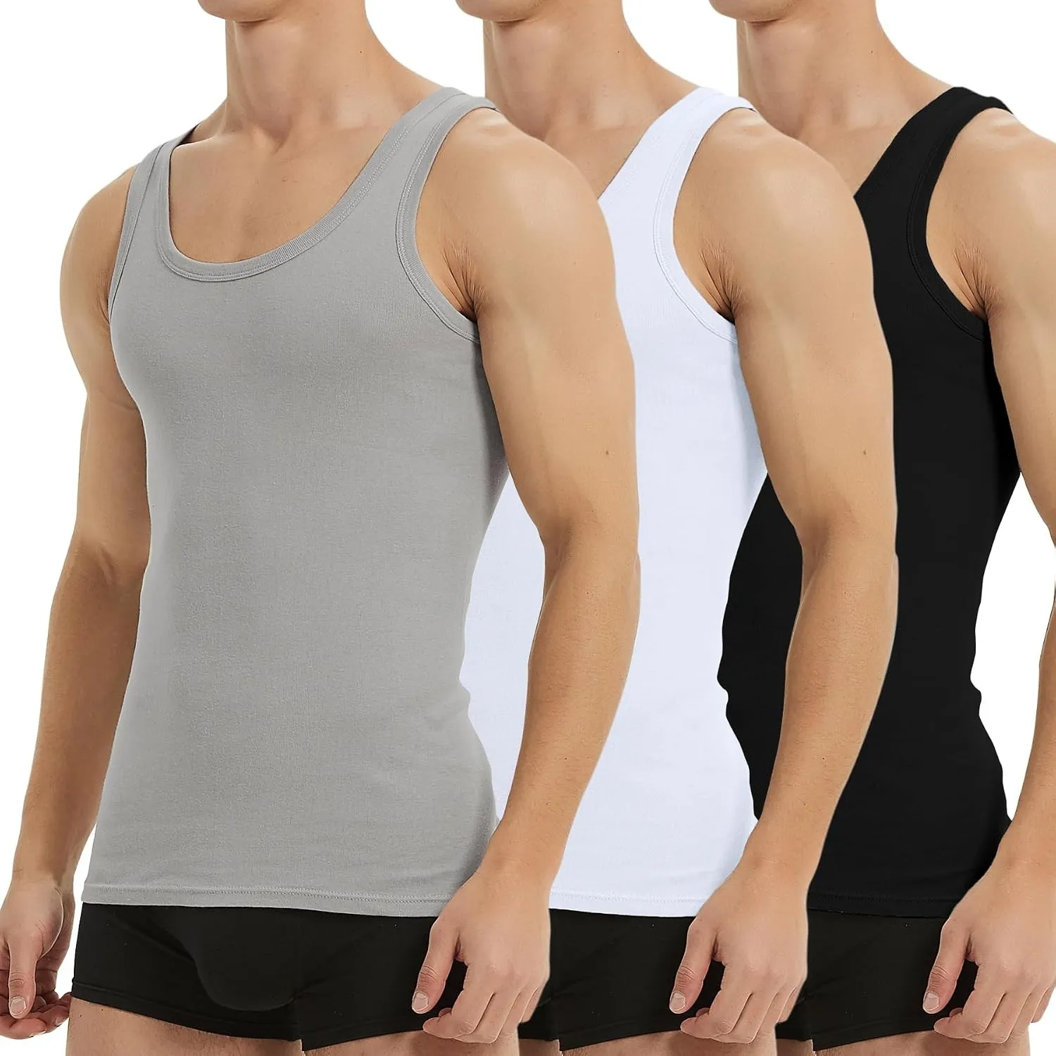 Falechay Unterhemd Herren Tank Top 3/5er Pack Baumwolle Sportunterhemden