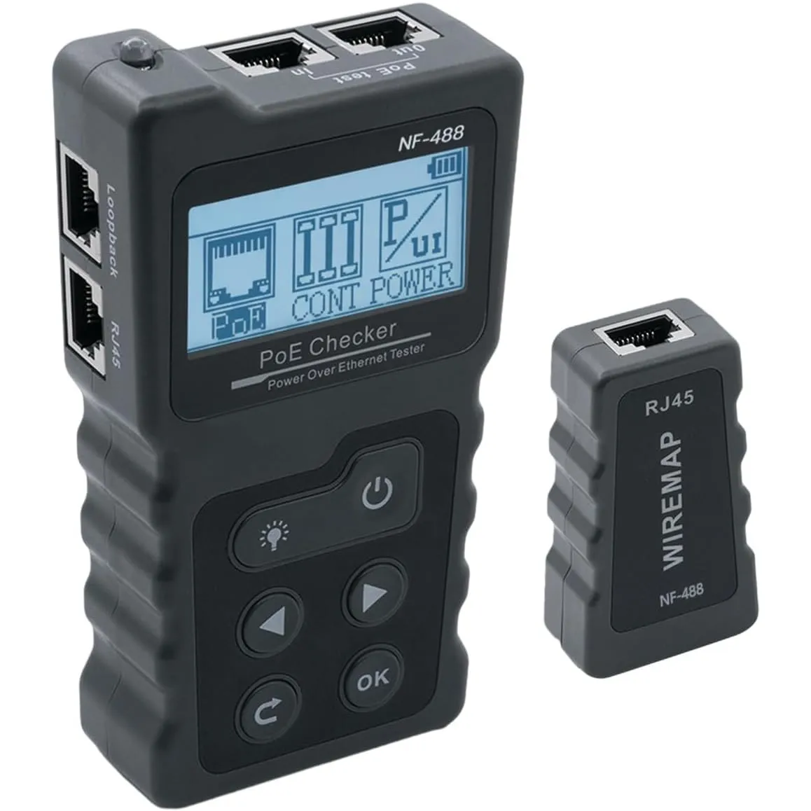 Mcbazel Netzwerk RJ45 Tester mit LCD Display, Netzwerk Kabeltester mit POE-Funktion