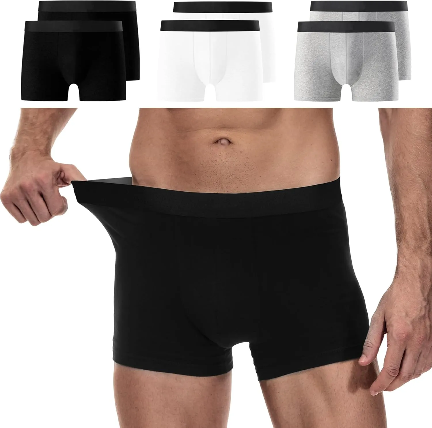 YouShow Boxershorts Herren 6 Pack Baumwolle Unterhosen Männer Ohne Kratzenden Zettel Retroshorts Unterwäsche Boxer