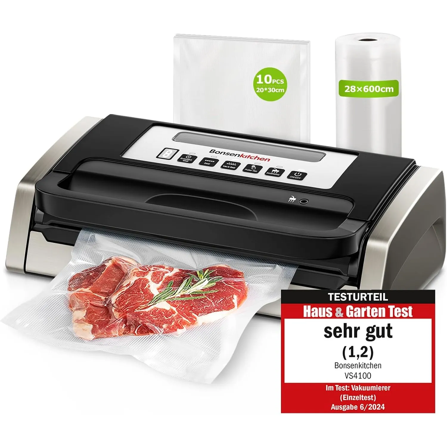 Bonsenkitchen Vakuumiergerät, Hochleistung 15 L/min, Multifunzionale