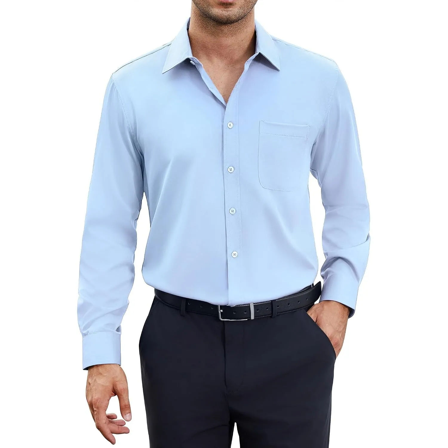siliteelon Herren Hemden Bügelfrei Regular fit Oberhemden Herren Langarm Unifarben Stretch Freizeithemden Businesshemd …