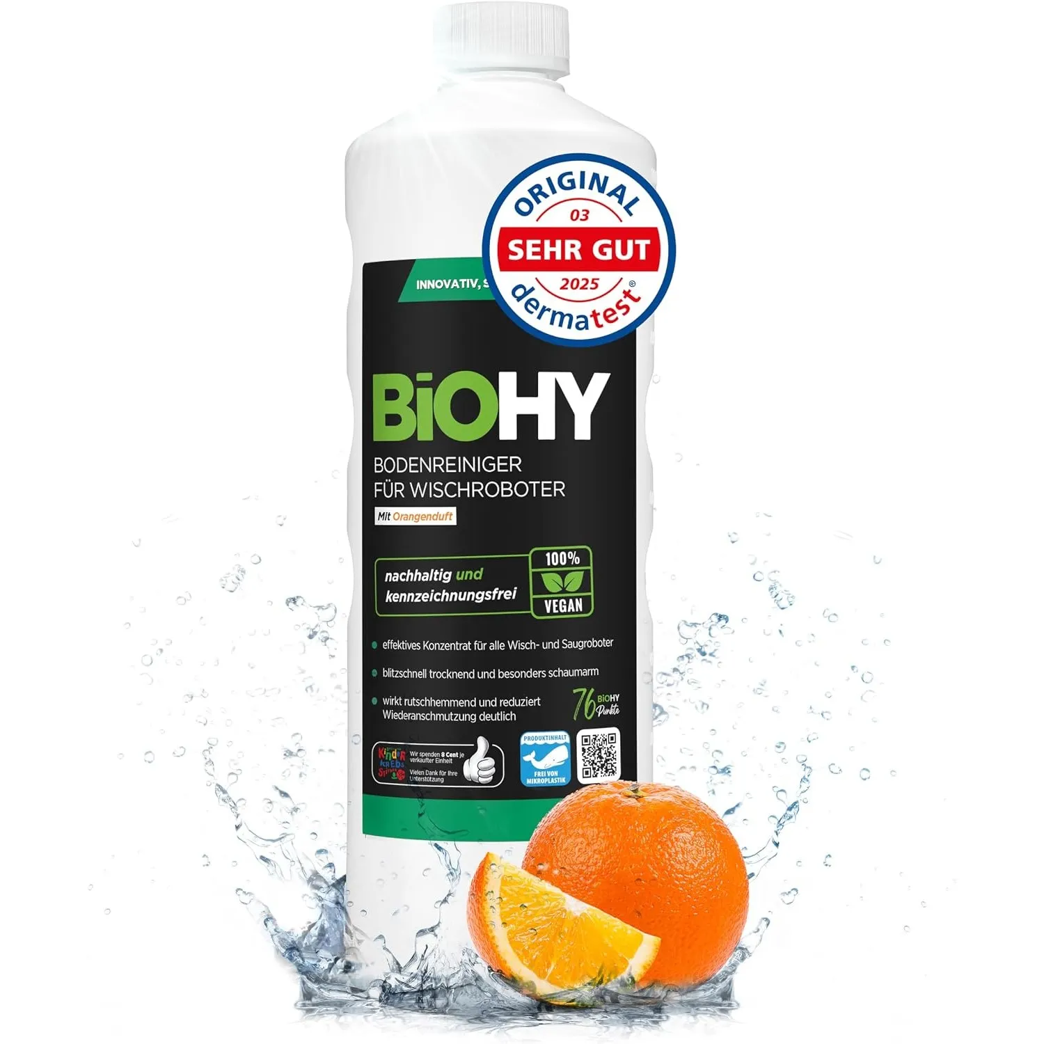BiOHY Bodenreiniger für Wischroboter mit Orangenduft (1l Flasche)