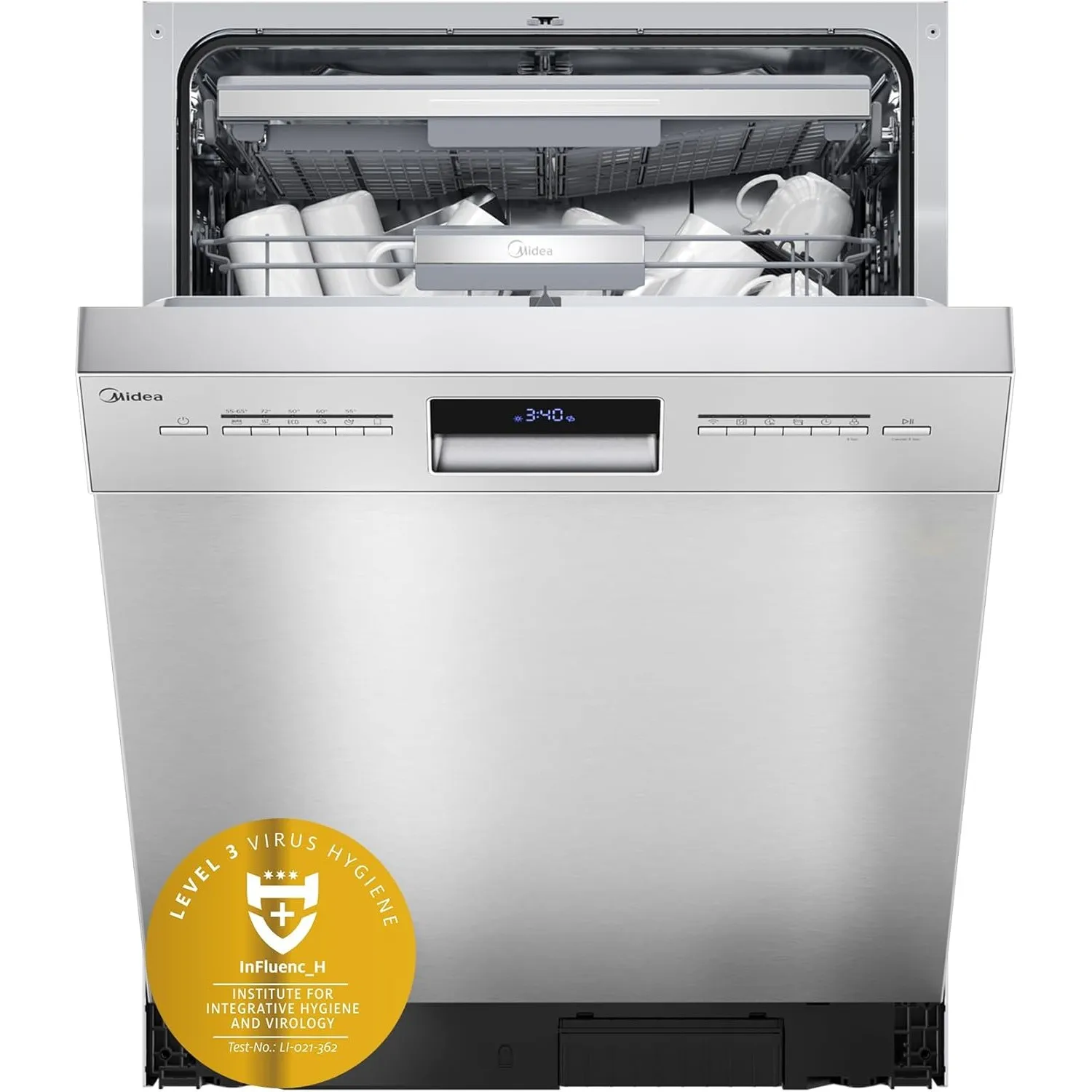 Midea SU 7.35X14BS Geschirrspüler 60cm Unterbau, 14 Maßgedecke Spülmaschine Teilintegrierbar mit WiFi, Extra Trocknung,…