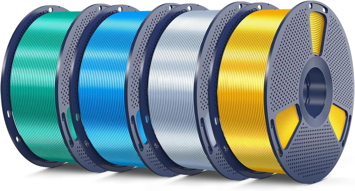 SUNLU 4kg Silk PLA PLUS Filament, Glänzendes SILK PLA+ Filament 1,75 mm, glatte, Seidige Oberfläche, Maßgenauigkeit +/-…