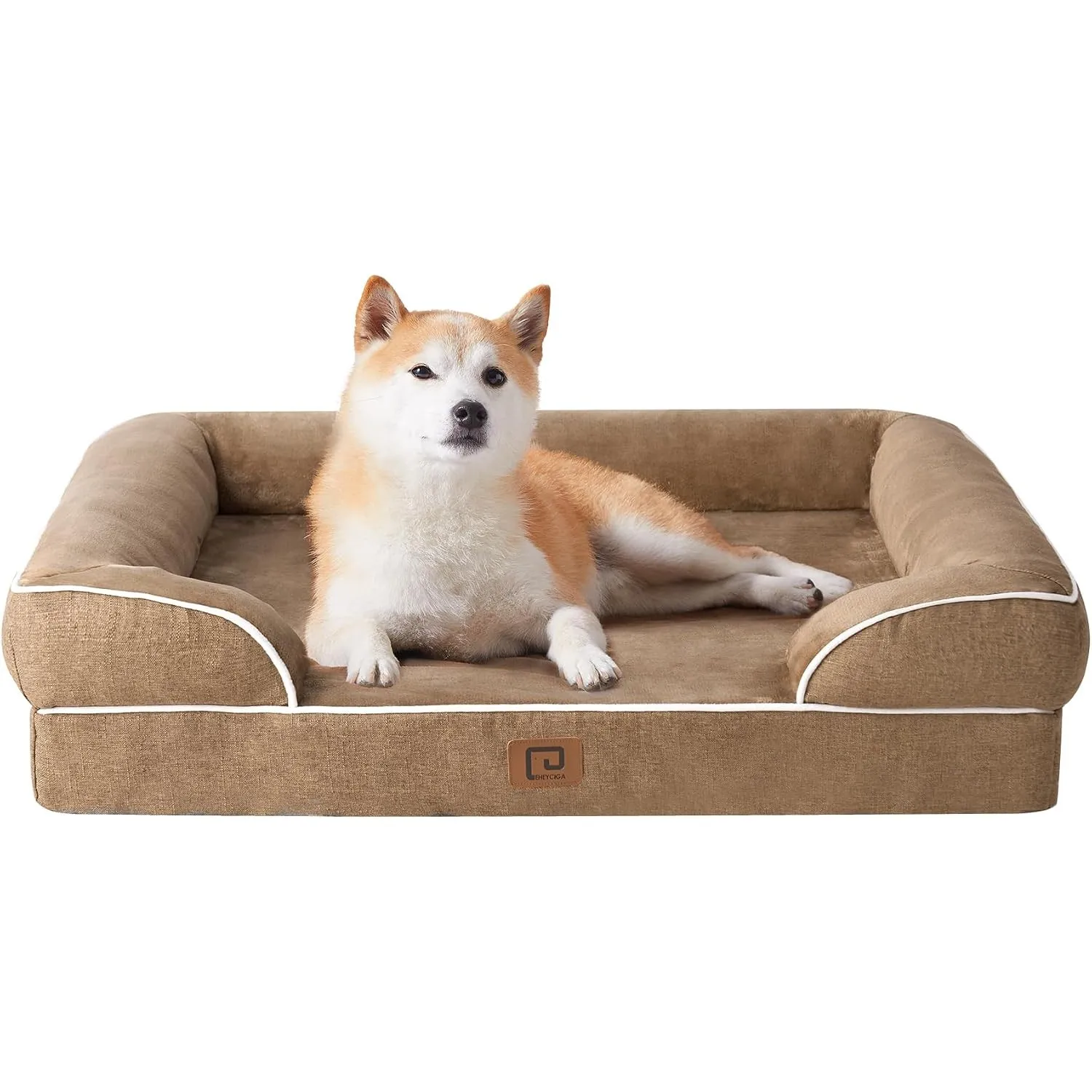 EHEYCIGA Orthopädisches Hundebett Grosse Hunde, 91x68cm, Kamel | Orthopädischer Eierkistenschaum, Waschbarer und Wasser…
