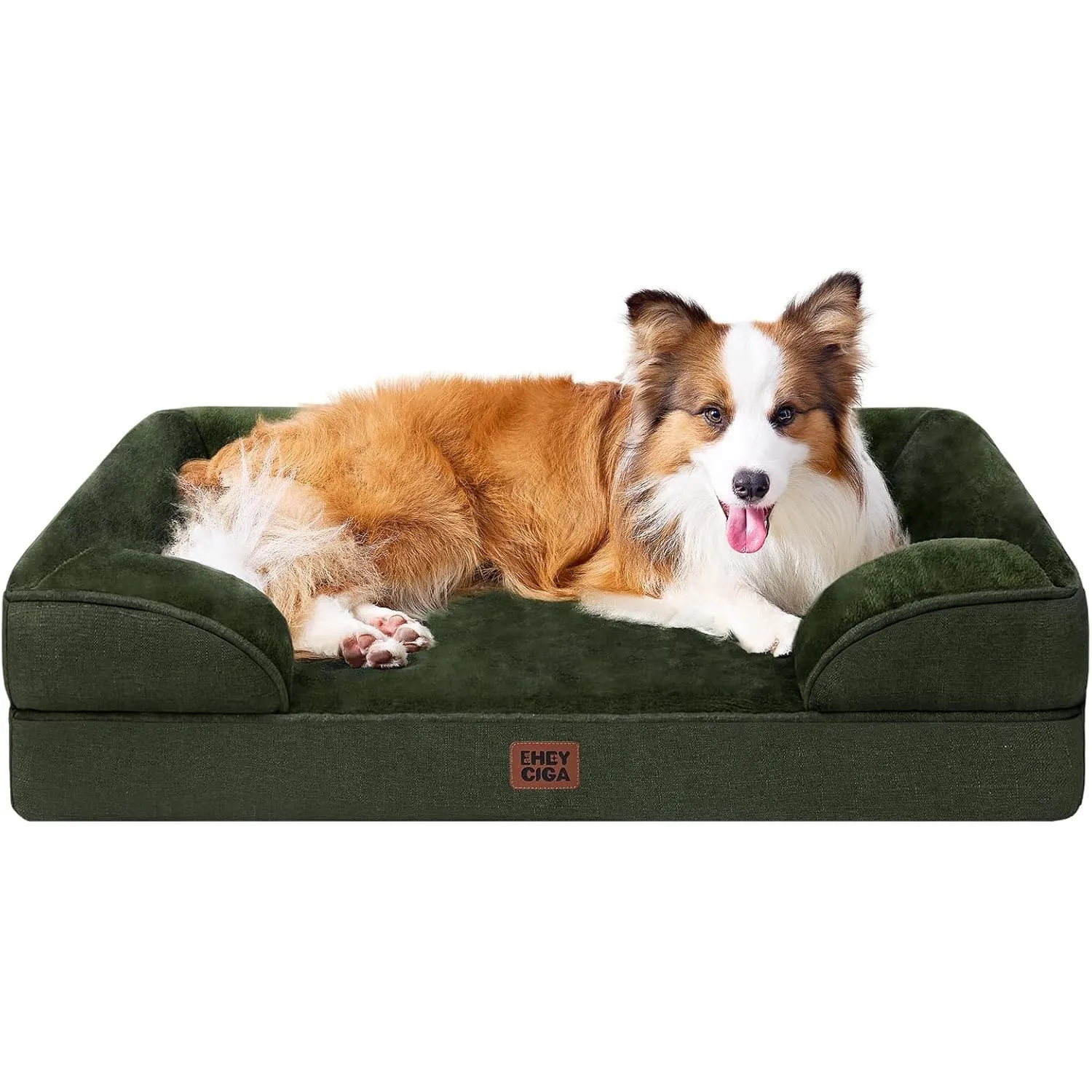 EHEYCIGA Orthopädisches Hundebett Grosse Hunde, 104x69cm, Dunkel Grün | Orthopädischer Eierkistenschaum, Waschbarer und…