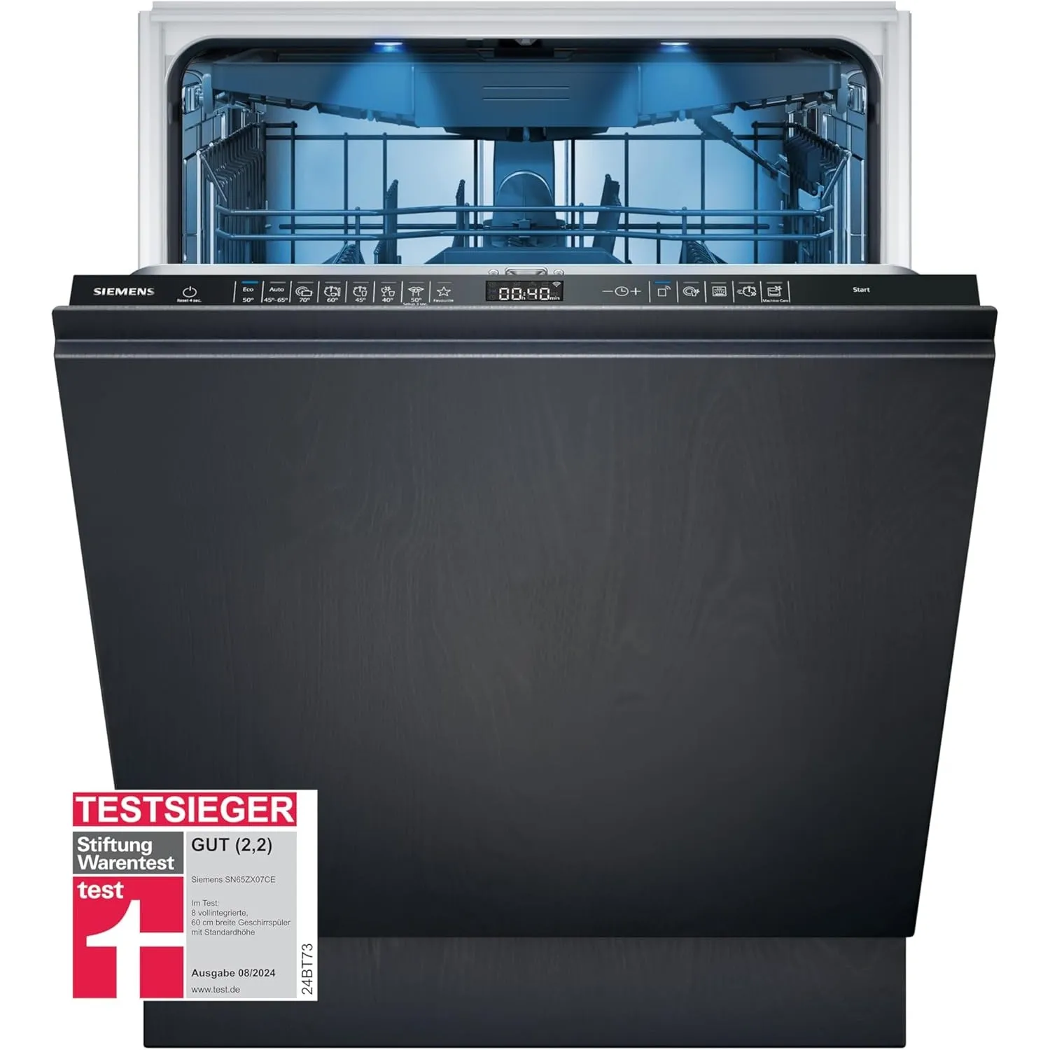 Siemens SN65ZX07CE, Stiftung Warentest Testsieger*, iQ500 Smarter Geschirrspüler Vollintegriert, 60 cm breit, Bestecksc…