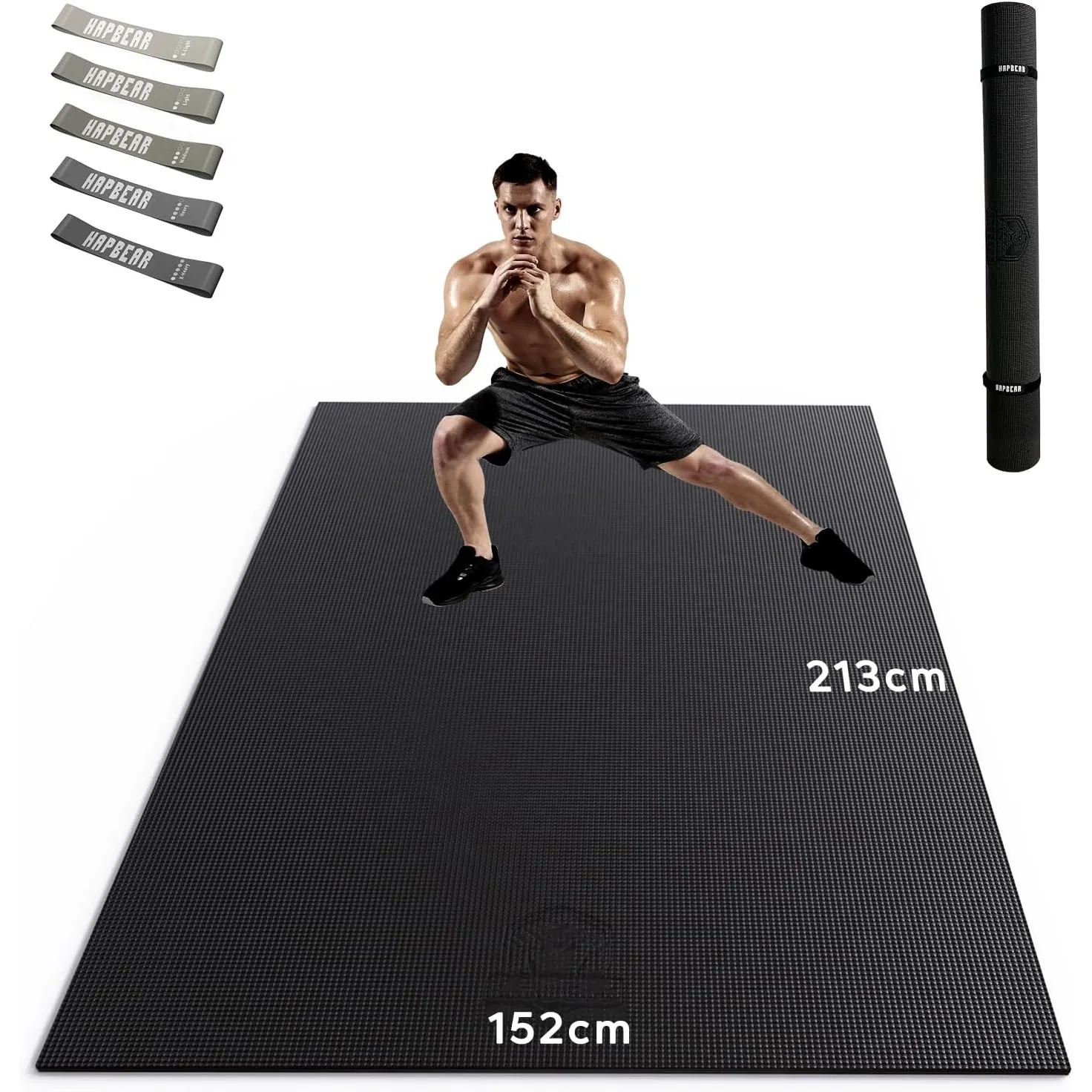 HAPBEAR Yogamatte XXL- Extra Groß Breit Sportmatte Fitnessmatte Rutschfest 213cm x 152cm/183cm x 122cm x 8mm Dicke, Hoh…