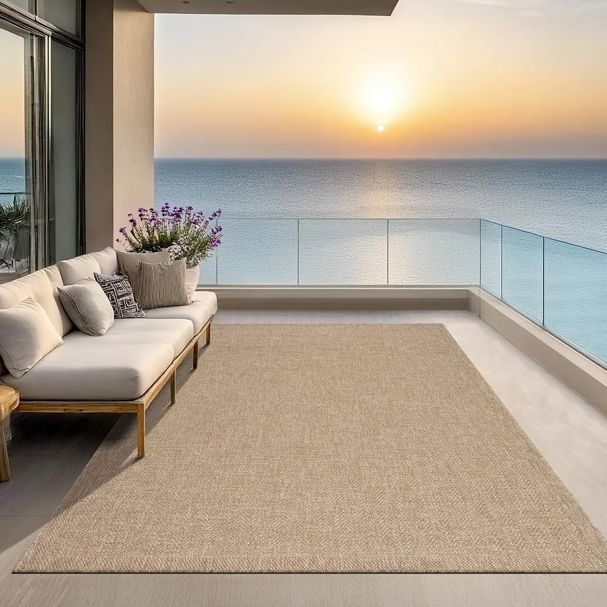 the carpet Kansas Outdoor Teppich – Wetterfester Indoor & Outdoor Teppich im Jute-Look für Balkon, Terrasse, Garten, Wo…