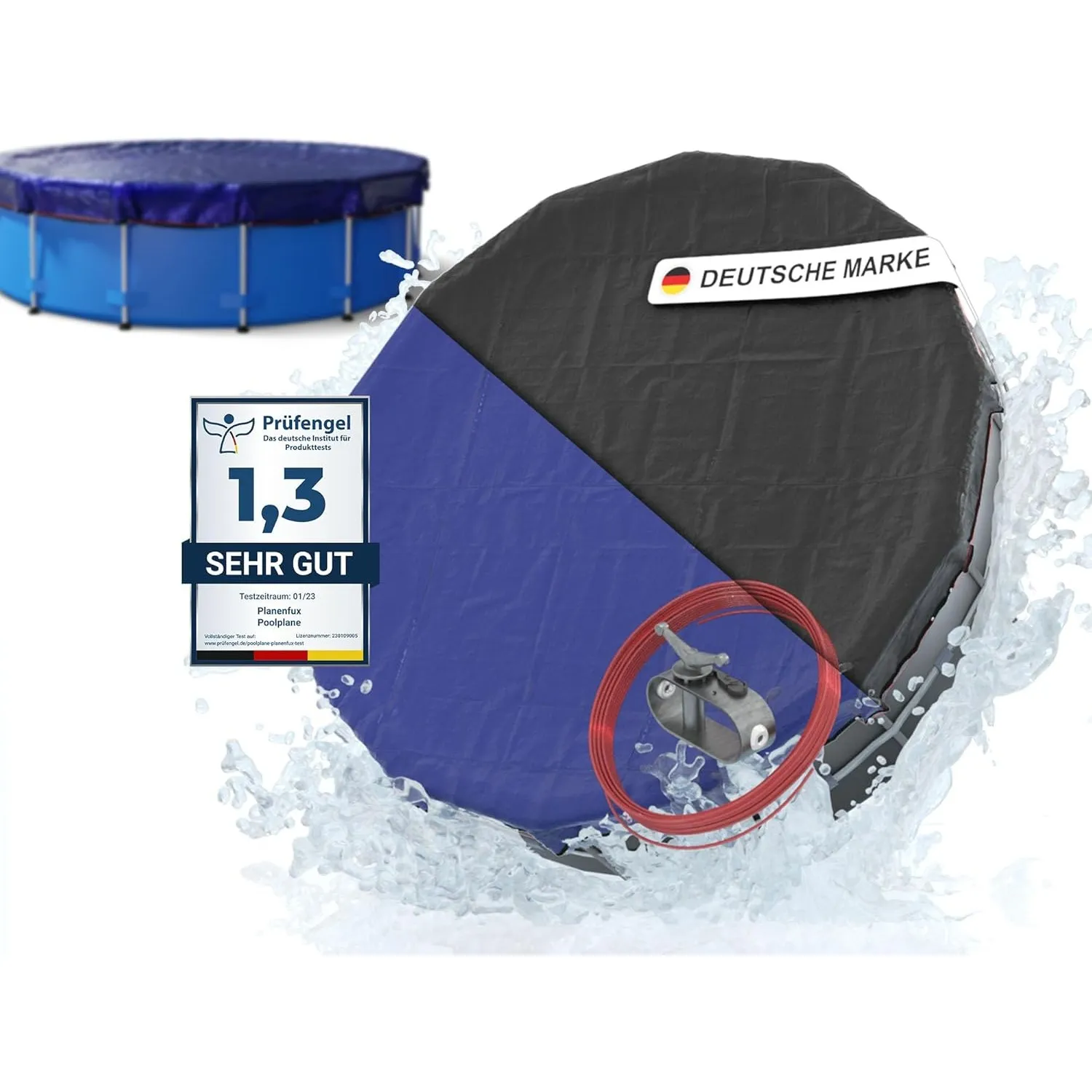 Planenfux® Poolabdeckung rund 400 cm | Für Ø 366-400 cm Becken
