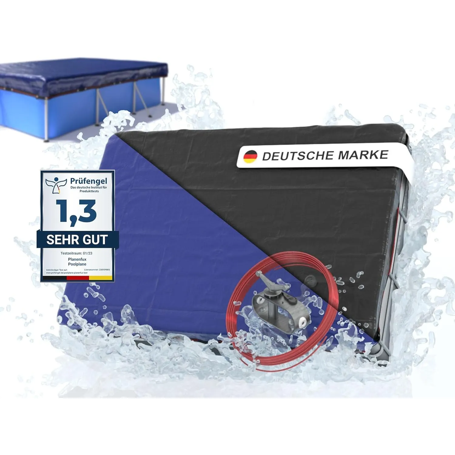 Planenfux® Poolabdeckung rechteckig 400x200 cm | aus 200g/m² PE Material