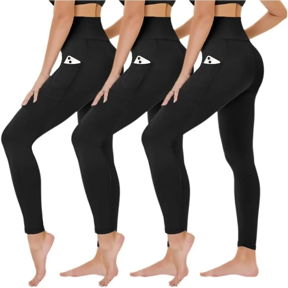 TNNZEET 3er Pack Leggings Damen High Waist Schwarz Sport Leggins