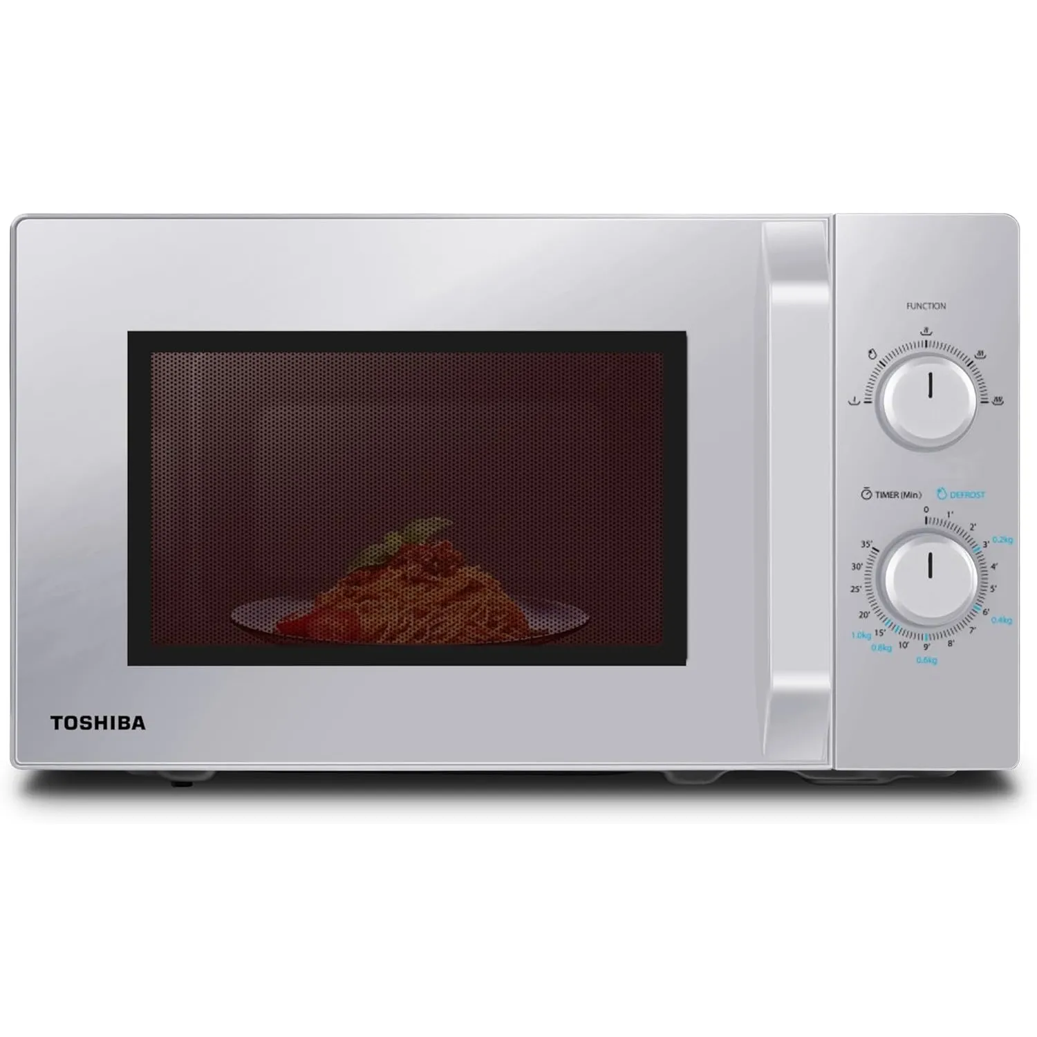 Toshiba Solo-Mikrowelle 20L MW2-MM20PF(SL), Freistehende Mikrowelle, 800W, 5 Leistungsstufen mit praktischer Auftaufunk…