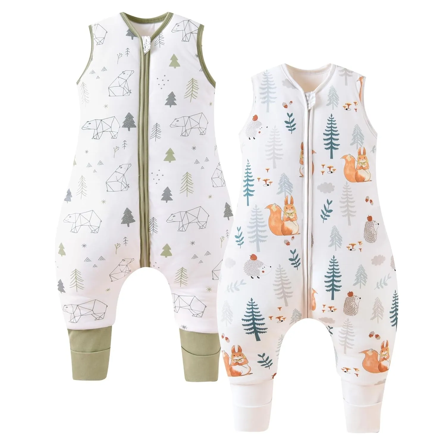 Chilsuessy 2er Pack Baby Schlafsack Mit Beinen 2.5 Tog - Winter Und Ganzjahres Schlafsack Mit Füßen Für Kinder, Eichhör…