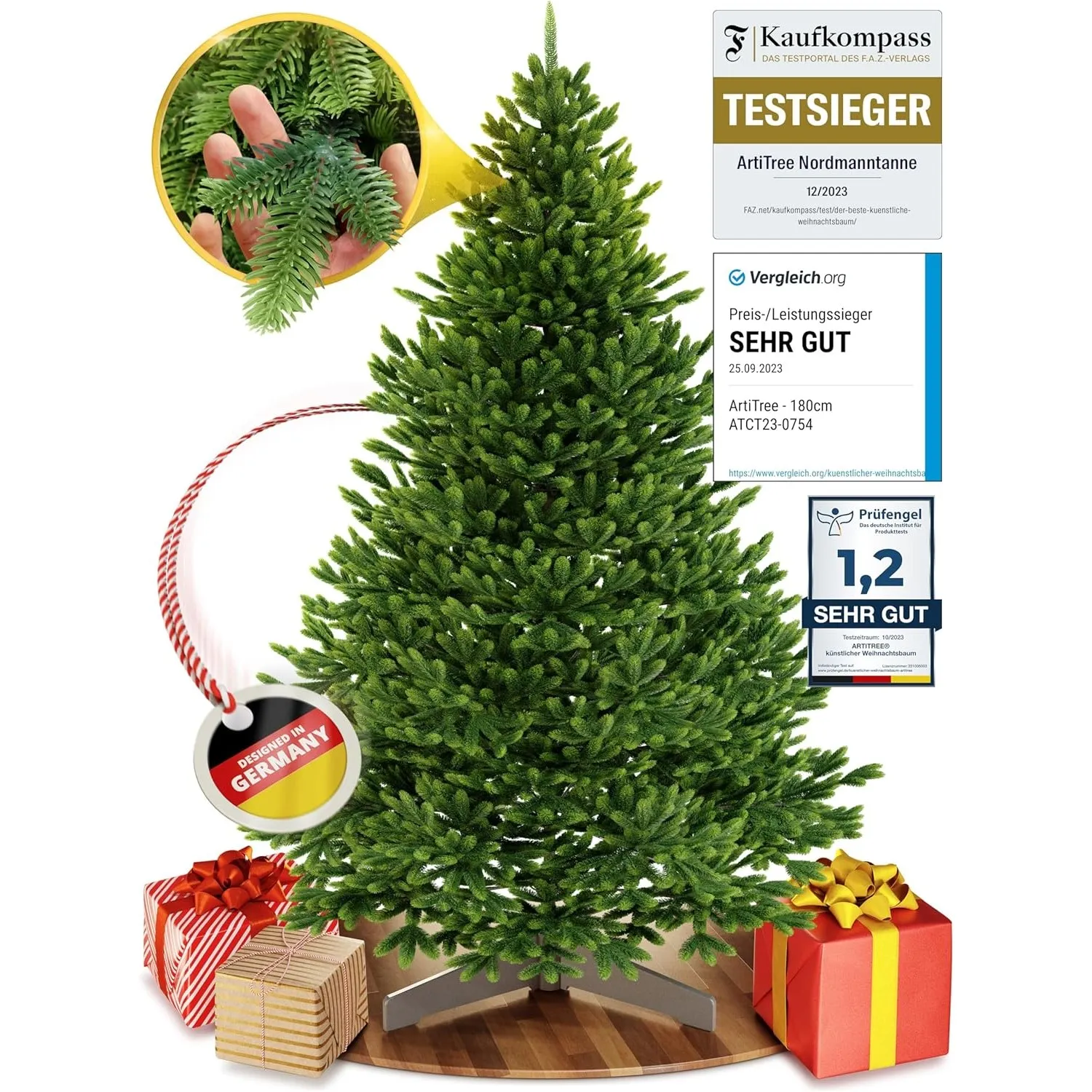 ArtiTree Künstlicher Weihnachtsbaum 150 cm – Nordfichte aus Spritzguss