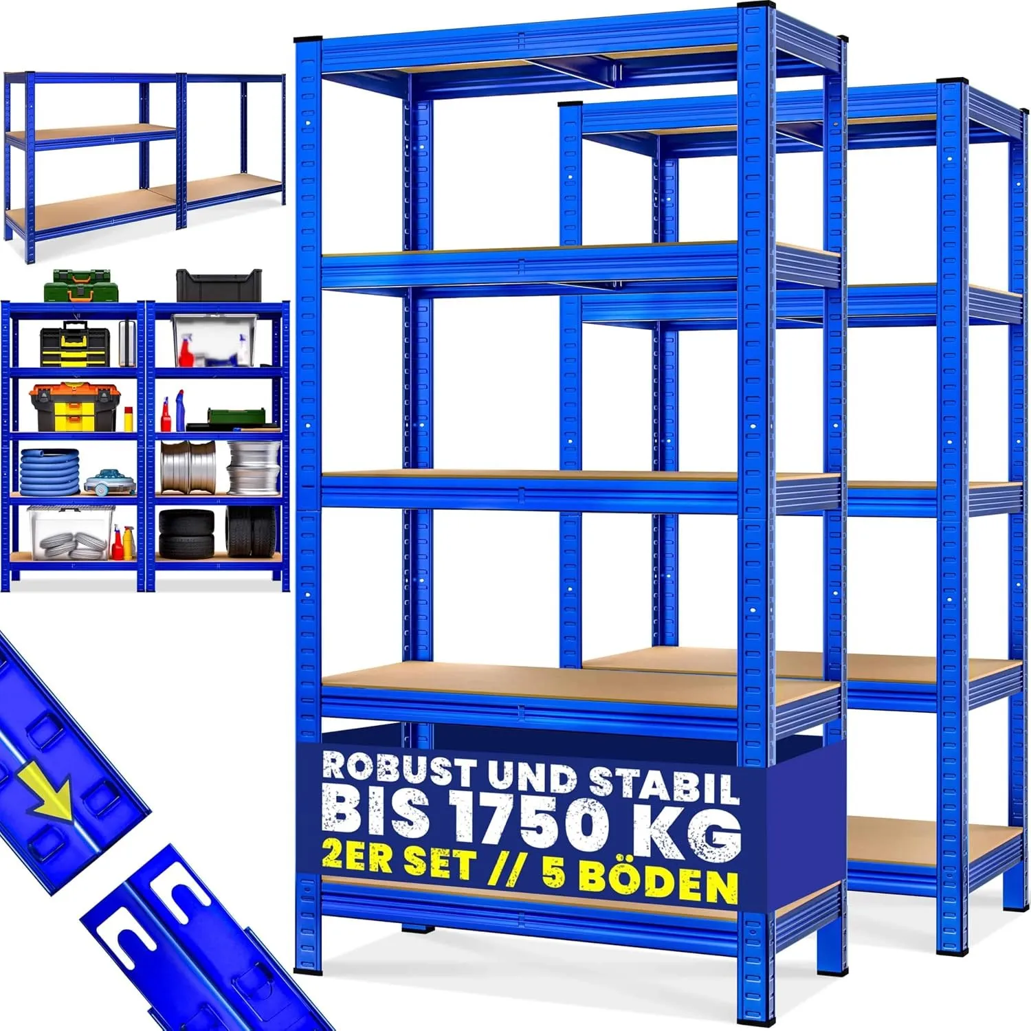 Monzana® Schwerlastregal 2er Set 180x90x40cm 1750kg