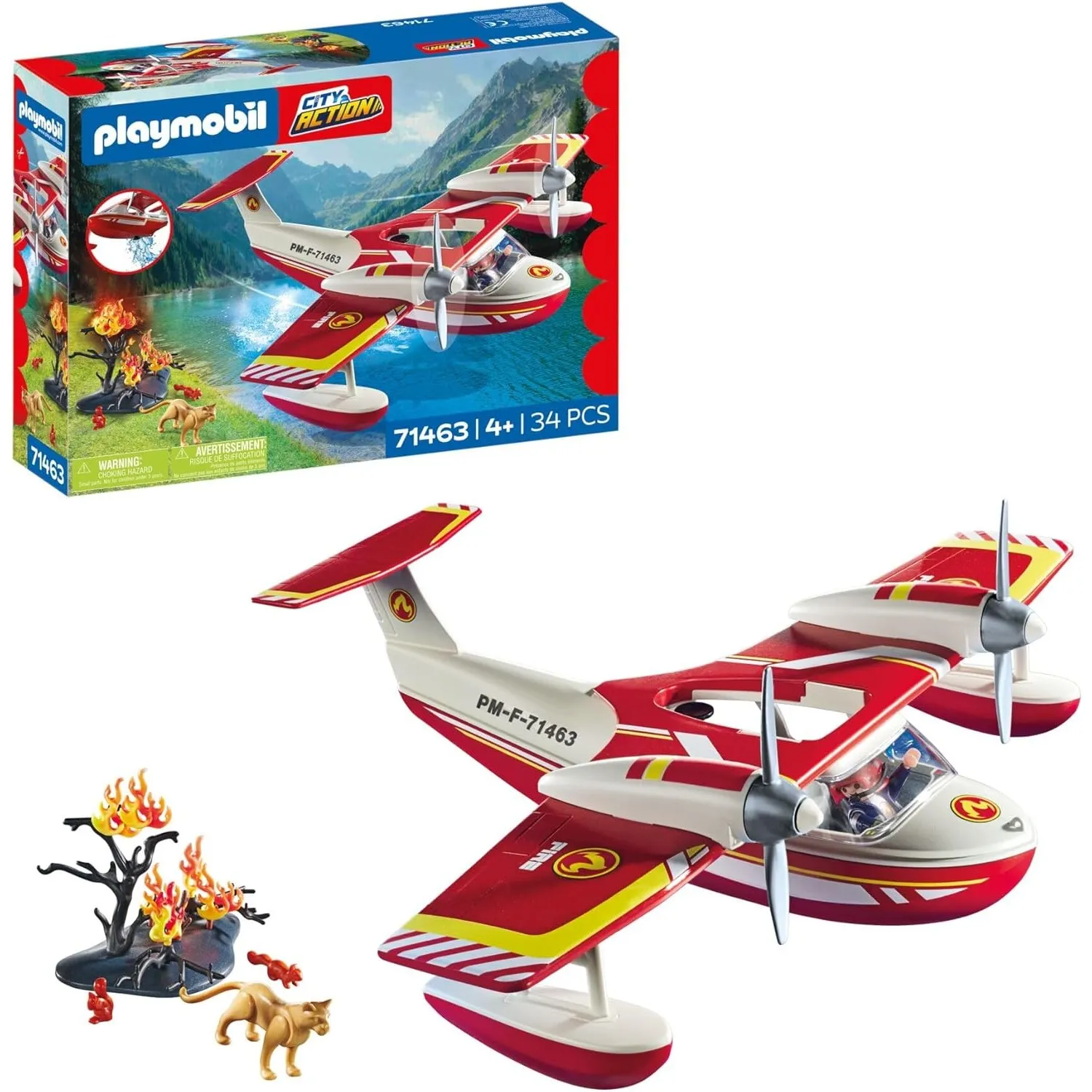 PLAYMOBIL | City Action | Feuerwehrflugzeug mit Löschfunktion | Heldenhafte Rettungsmissionen | Inklusive Feuerwehrmann…