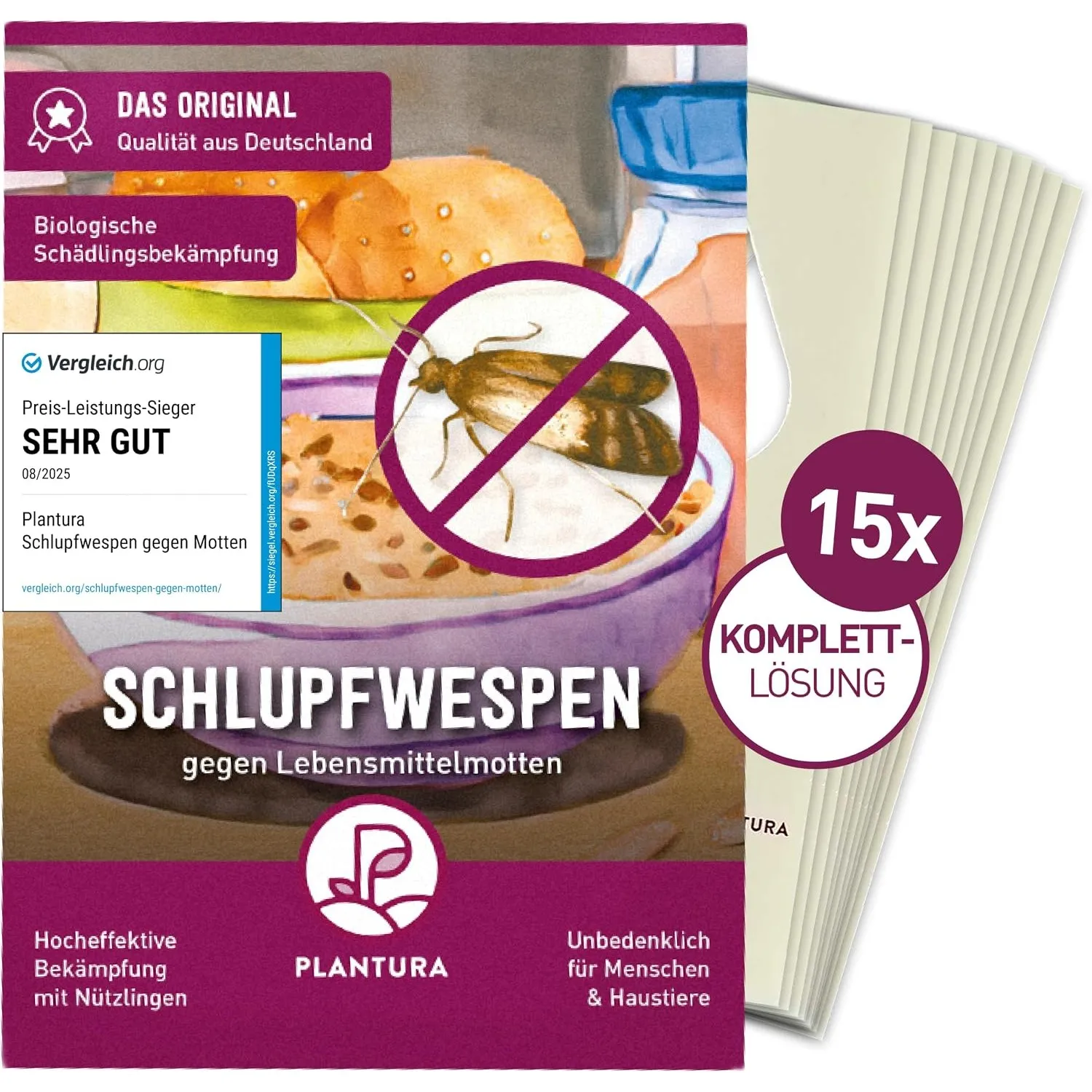 Plantura Schlupfwespen gegen Lebensmittelmotten, 15 Karten à 3 Lieferungen