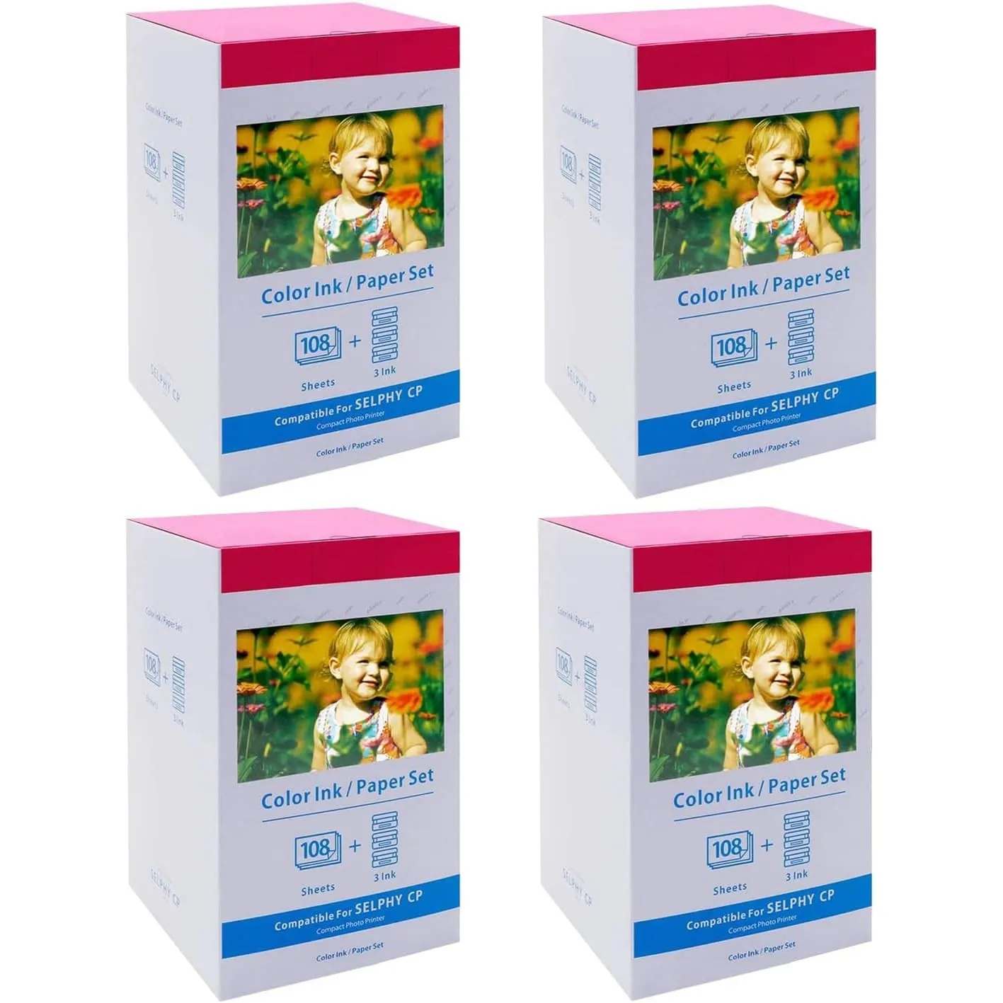 4 Pack KP-108IN Kompatibel mit Canon Selphy CP1500 Fotopapier und Kartusche