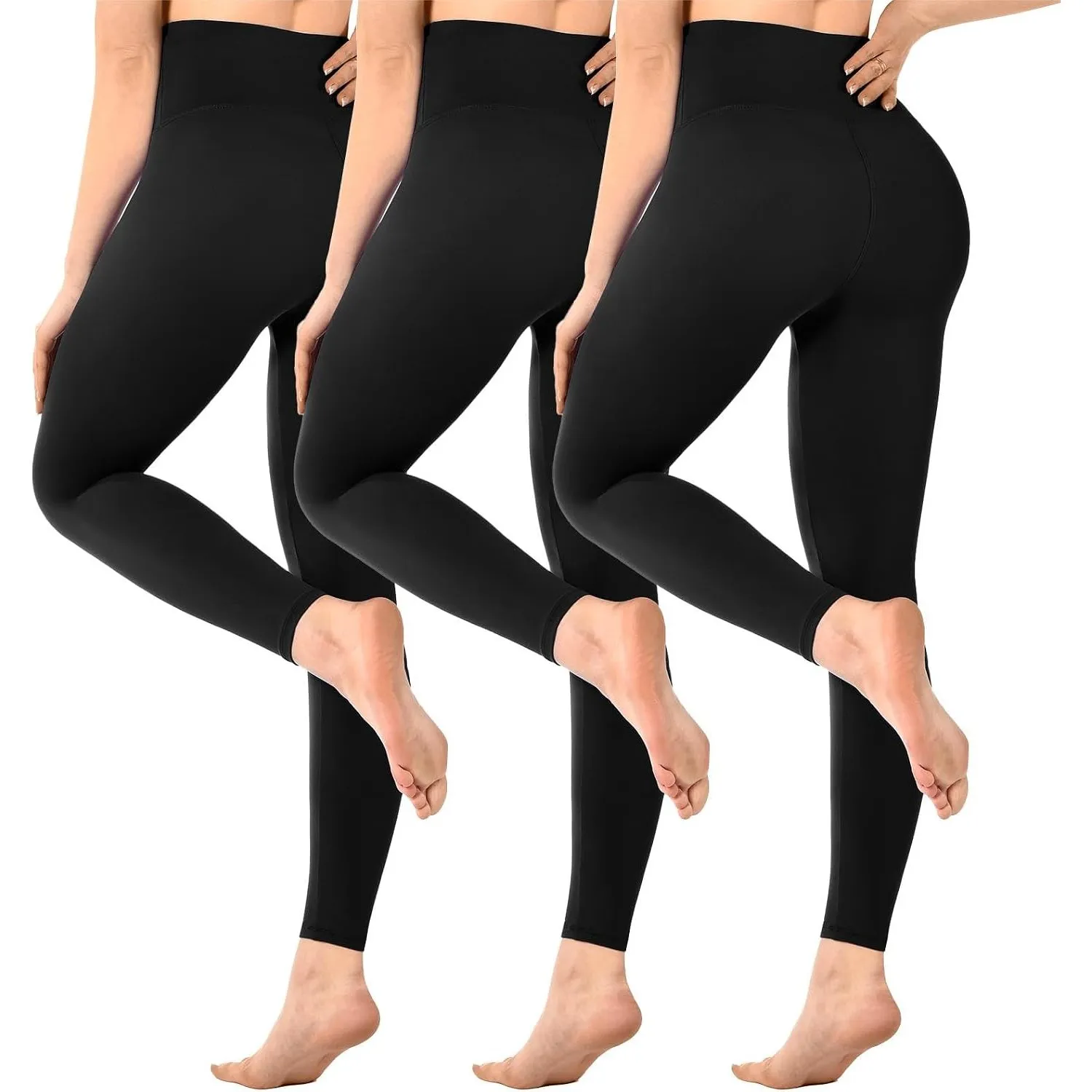 SINOPHANT 3er Pack Leggings Damen High Waist, Blickdicht Schwarze Leggings für Gym Yoga Sport