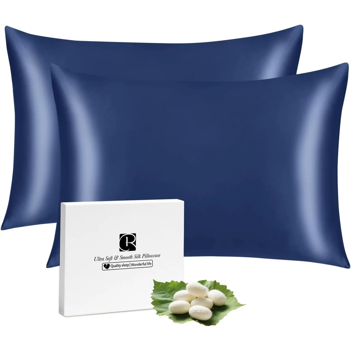 Ravmix Seidenkissenbezug 40x80 Maulbeerseide, für Haar & Haut, Marineblau