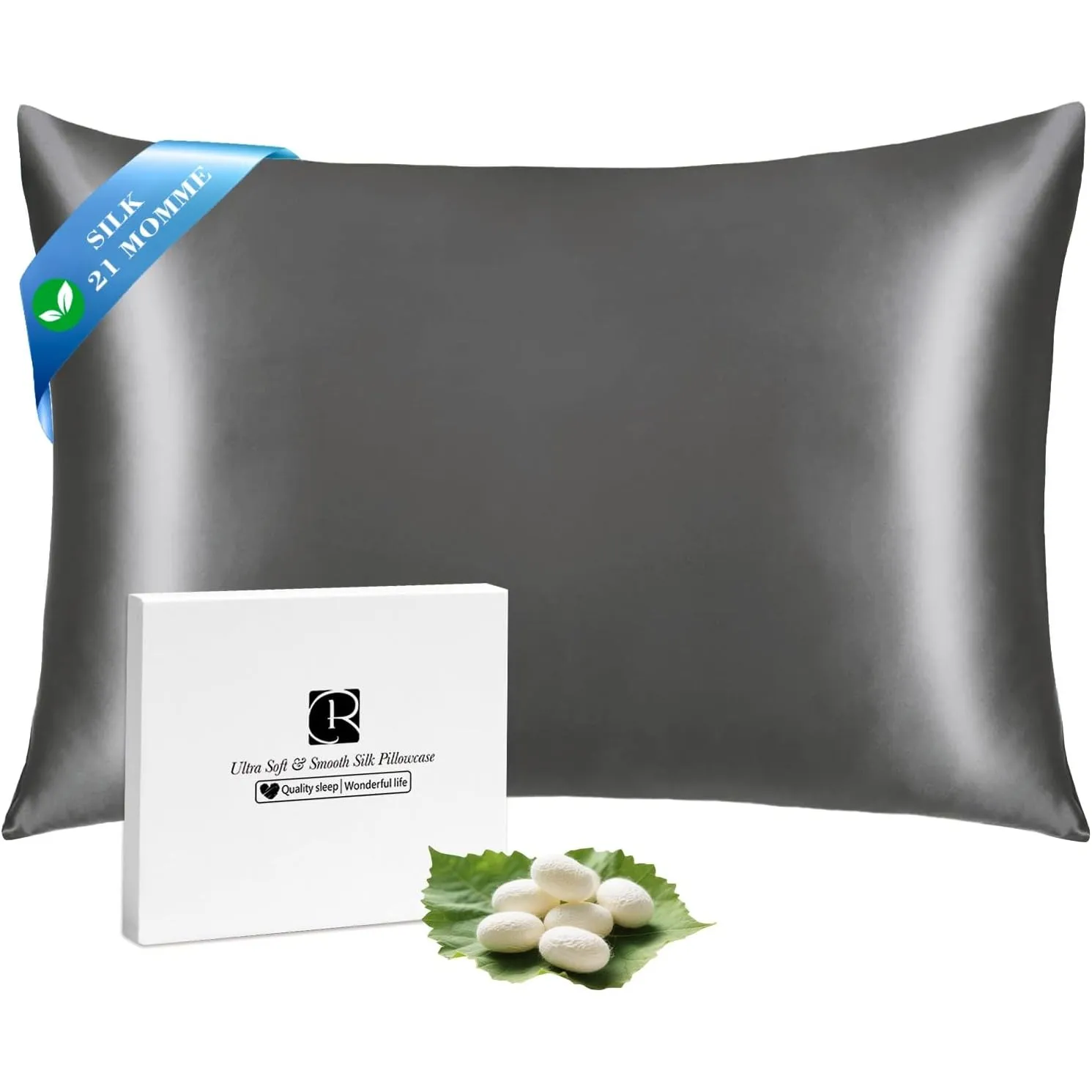 Ravmix Seidenkissenbezug 40x60 Maulbeerseide, für Haar & Haut, Anthrazit