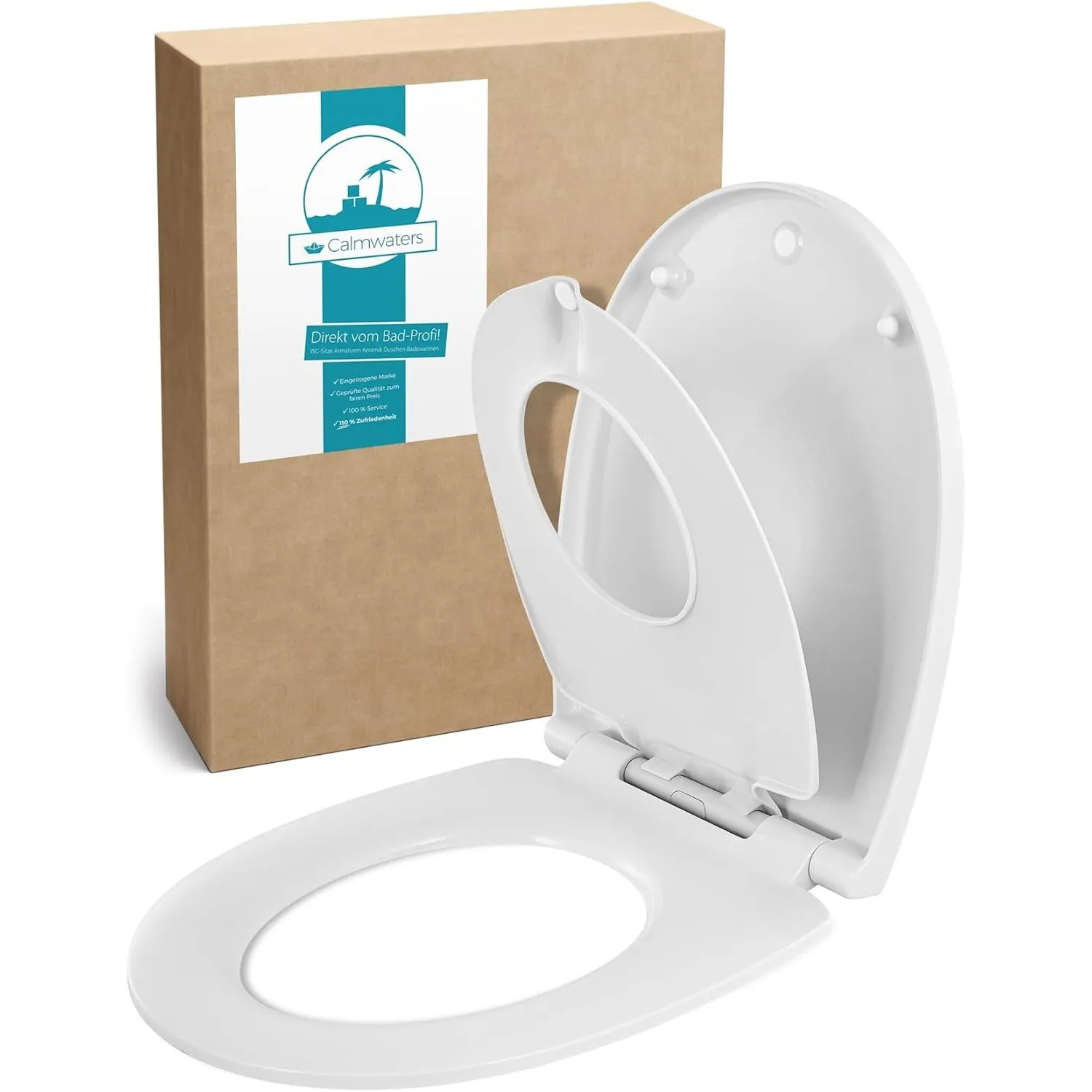 Calmwaters® Familien WC-Sitz, Toilettendeckel mit integriertem Kindersitz, einzeln lösbar, Absenkautomatik, 2 Montage-O…