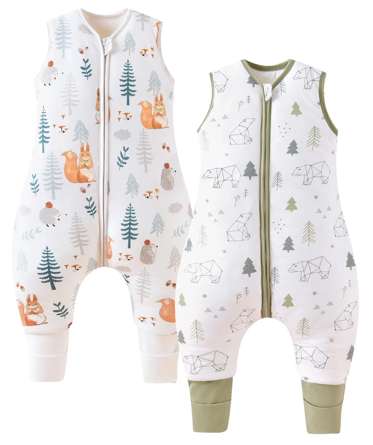 Chilsuessy Baby Schlafsack mit Beinen 1.5 Tog Schlafsack 2er Pack 100% Baumwolle Ganzjahres Schlafsack mit Füßen Babysc…