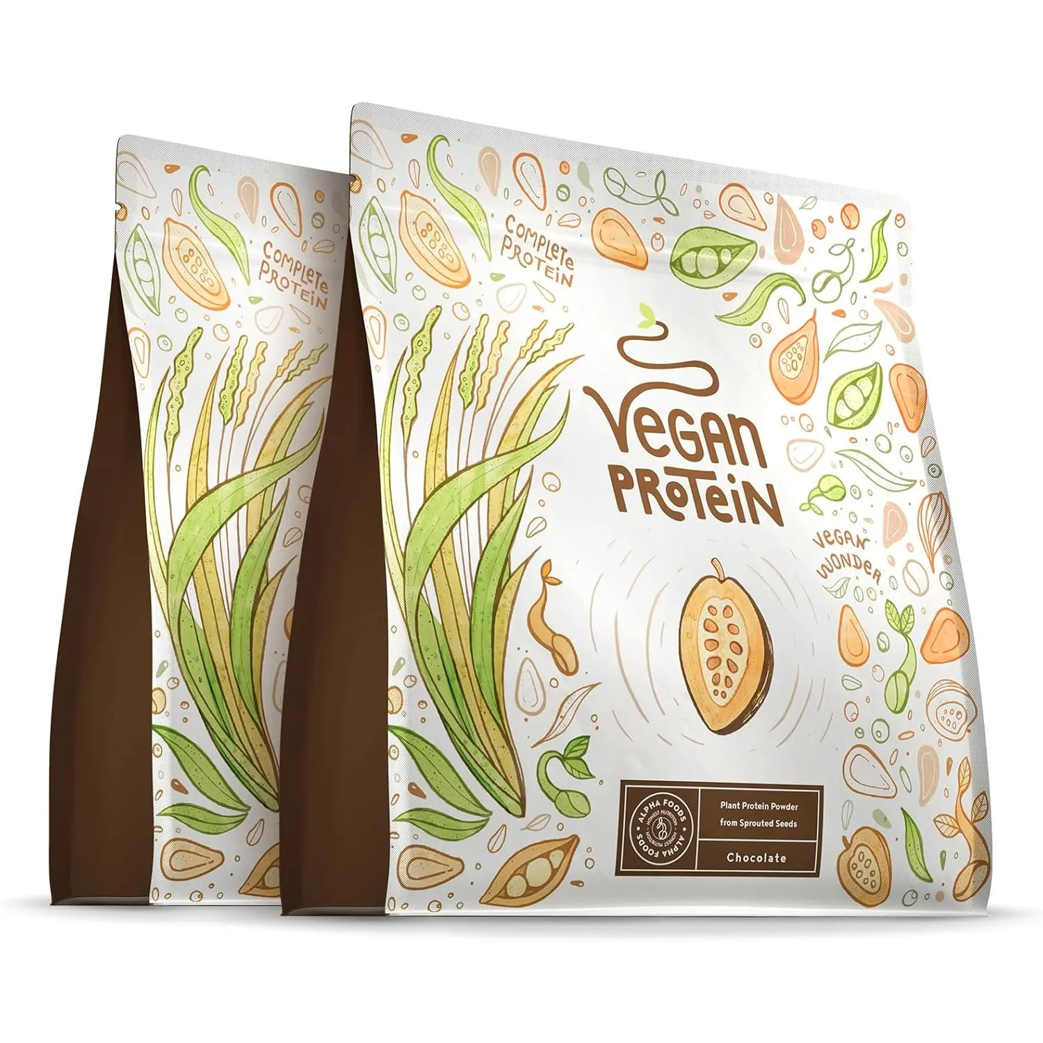 Veganes Proteinpulver | Schokolade | 1.2kg Eiweißpulver | Premiumqualität Protein | Made in Germany | Alpha Foods