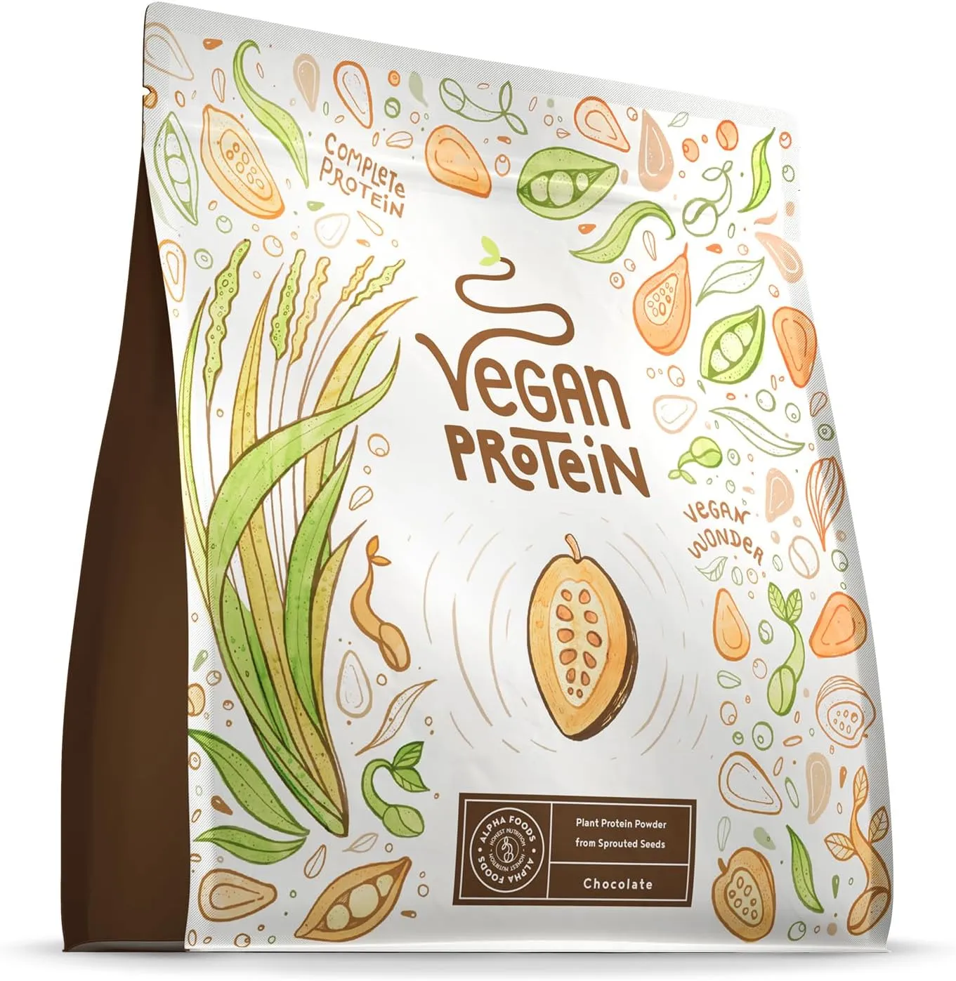 Alpha Foods Veganes Proteinpulver | Schokolade | 600g Eiweißpulver | Premiumqualität Protein | Made in Germany