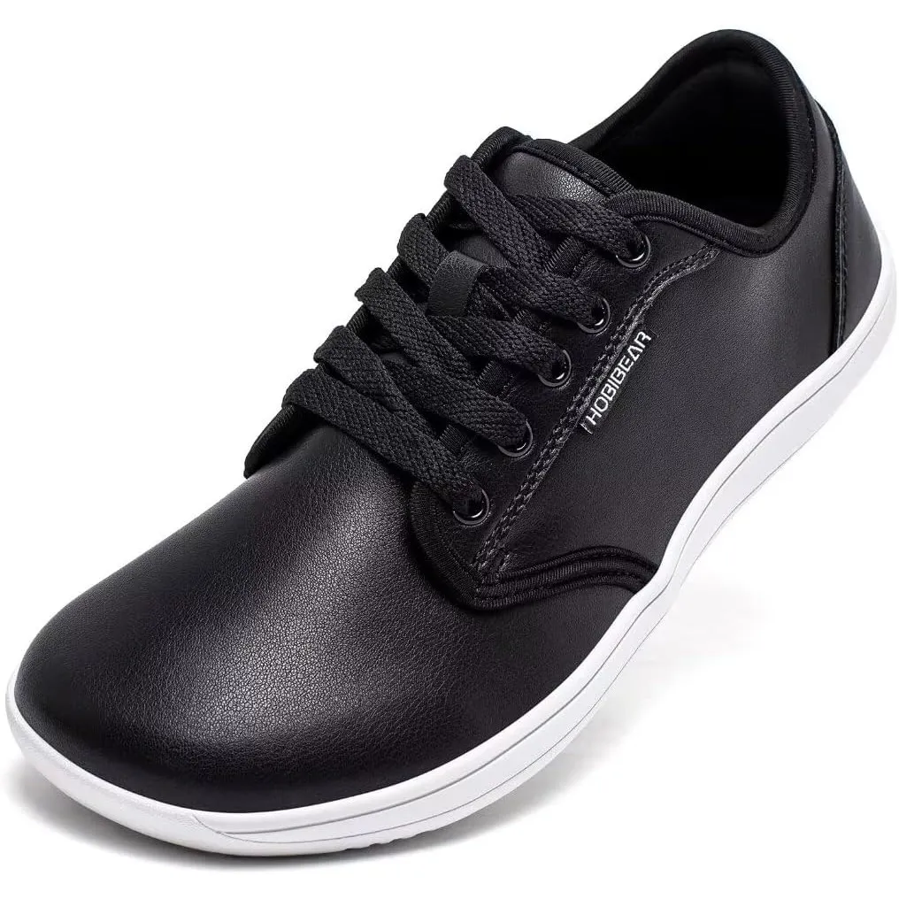 HOBIBEAR Unisex Breite Barfuss Schuhe Damen Herren Barfußschuhe Leder Minimalistische Outdoor Trail Running Walking Sch…